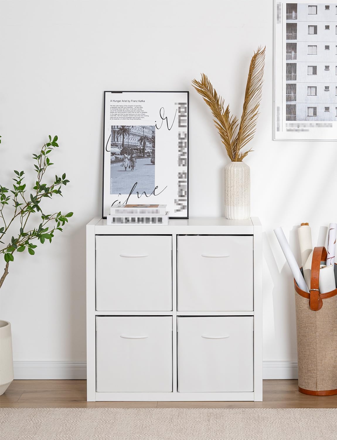 StorageWorks White Storage Cubes with Under Bed Storage with Removable Wheels