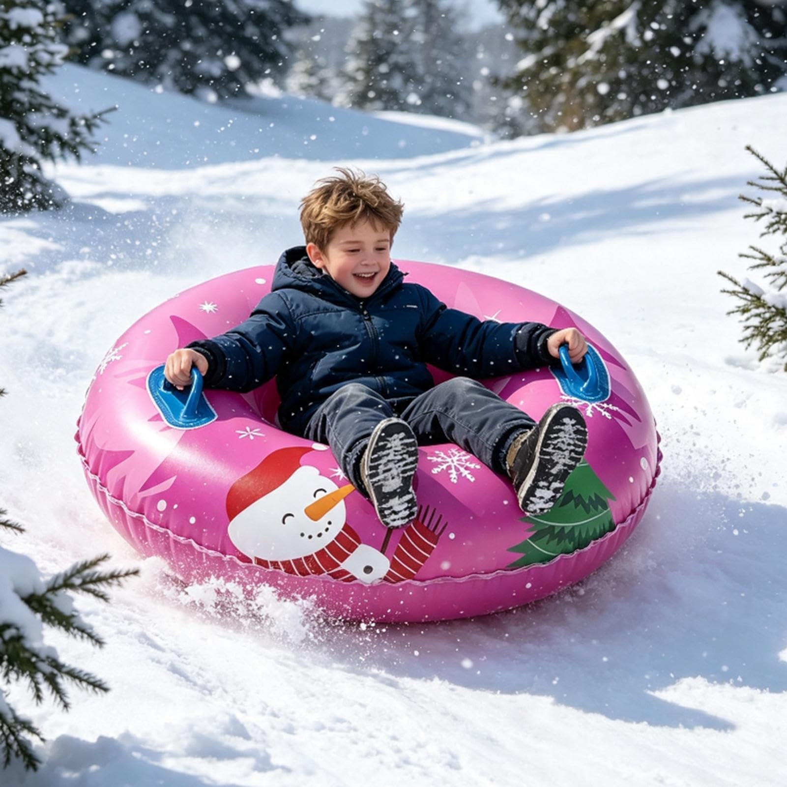 Bouée De Neige Tube Gonflable Rond De Glisse sur Neige avec Poignée | Anneau Luge Hivernal Pour Fêtes, Sports D'Hiver En Extérieur, Allées, Trottoirs, Piscine, Plage