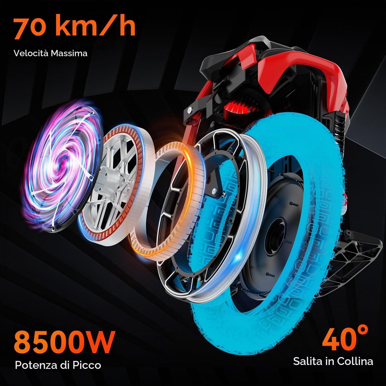 KINGSONG Monociclo Elettrico S22 Pro 2220Wh, Moteur 4000W, Autonomia fino a 200 km, Velocità limitata 25km/h, Pneumatico 20", Bluetooth, Applicazione mobile, Illuminazione LED
