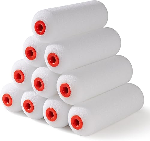 Mister Rui Paquete de 10 fundas de rodillo de espuma de 4 pulgadas, densidad media de 66.1 lbsm, lavables y reutilizables para un acabado suave en