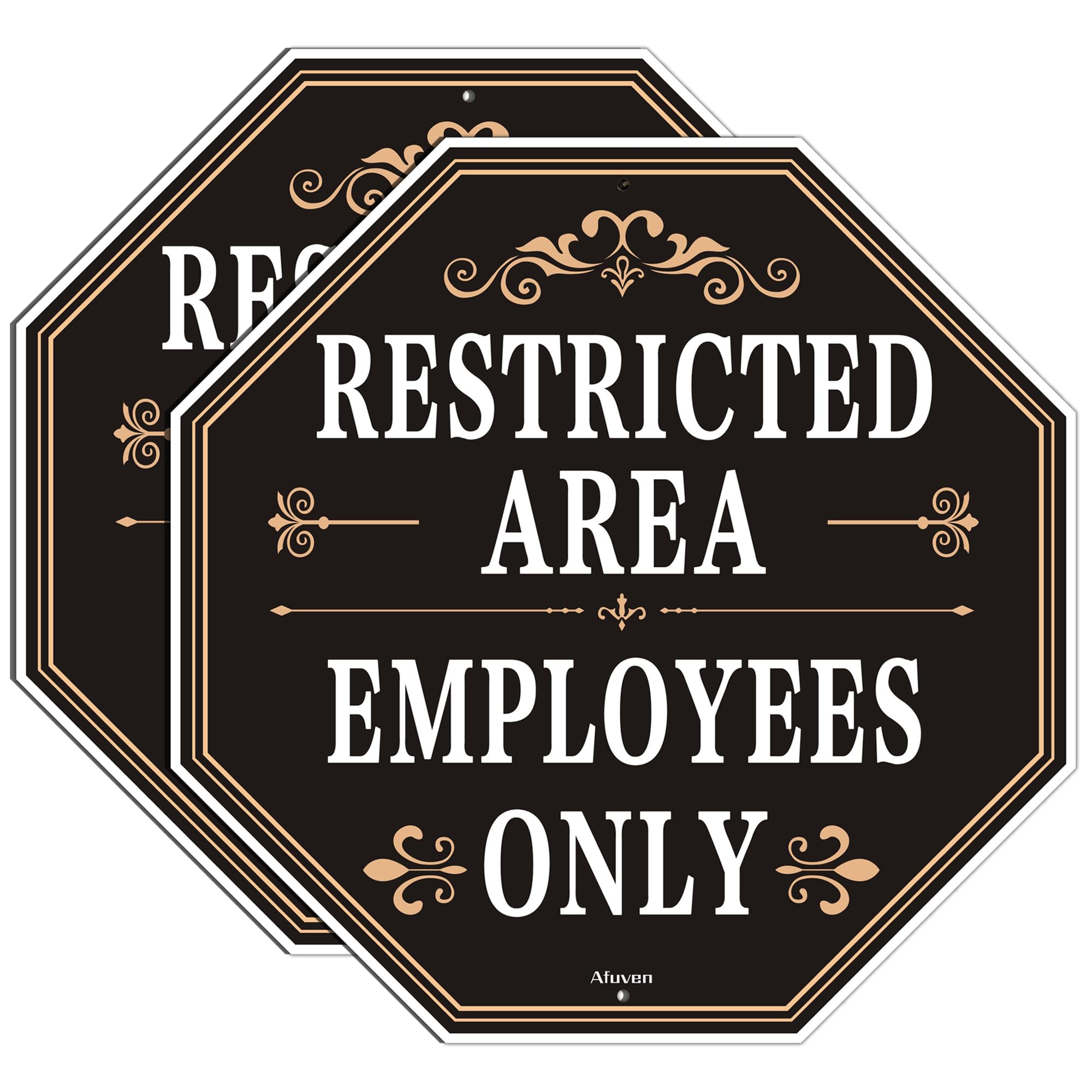 Restricted Area Employees Only Signs 12” x 12”, Rust-Free Aluminum Do Not Enter Signs, Weatherproof, Easy to Install, Indoor or Outdoor Use, 2 Pack