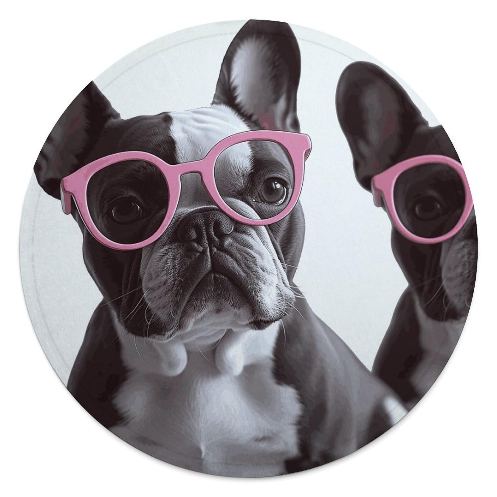 Tapis de yoga bouledogue français et jeté de voyage rond pour le camping et le salon