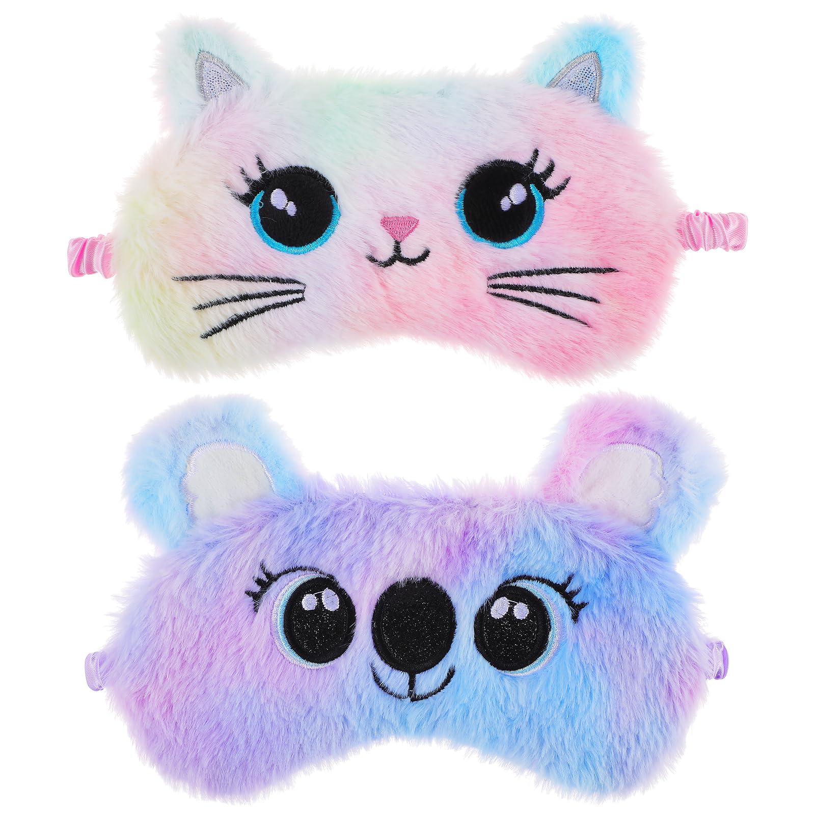 2 Máscaras De Dormir De Felpa Para Niños Coloridas Suaves Para Dormir Máscara De Ojos Con Los Ojos Vendados Para Dormir Cubierta De Satén Para Mujeres Y Niños Regalo De Siesta De Viaje