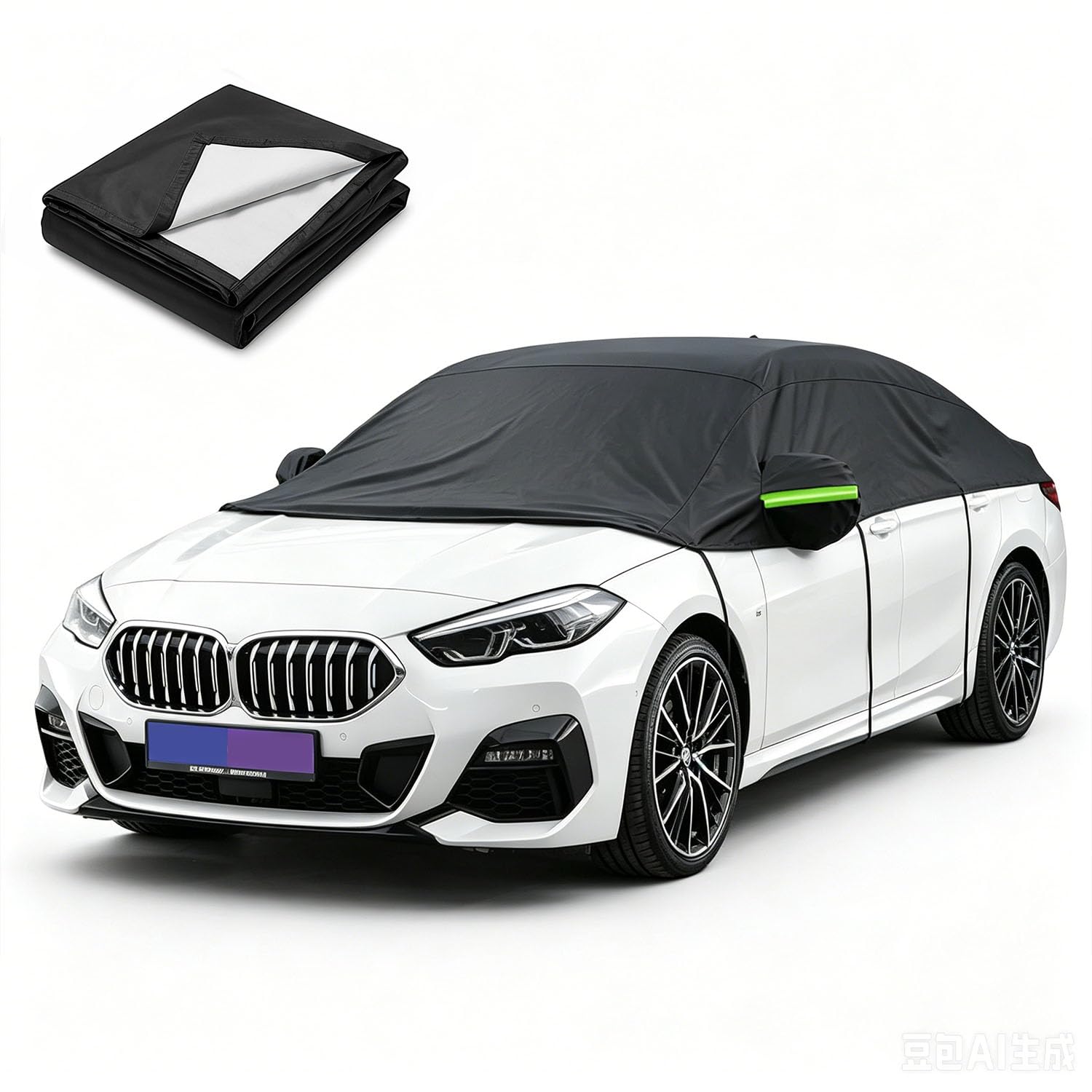 Auto Halbgarage Schwarz,Wasserdicht 210D Universal Halbgarage für Limousine für Auto Allwetterschutz vor Regen, Staub, Sonne und Laub für Windschutzscheibe