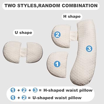 Pregnancy Pillow - Full Body Maternity Support for Back & Hips, Soft Sleeping Pillow with Removable Cover, Comfort for Side Sleepers and Pregnancy