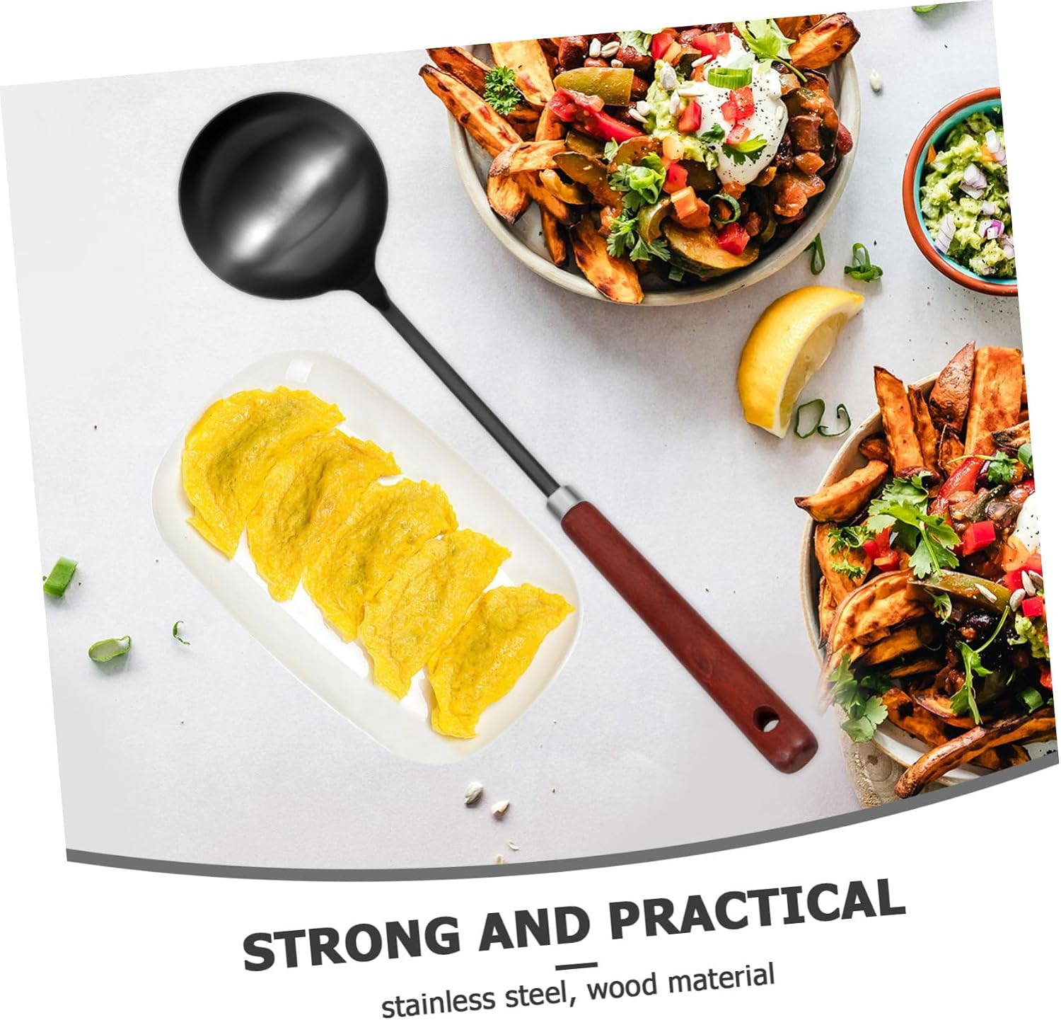 Mikinona 1pc Kitchen Ladle Soup Ladle Long Handle Ergonomic Cooking Spoon for Soup Gravy and Dumplings Smooth Surface for Home and Restaurant Use