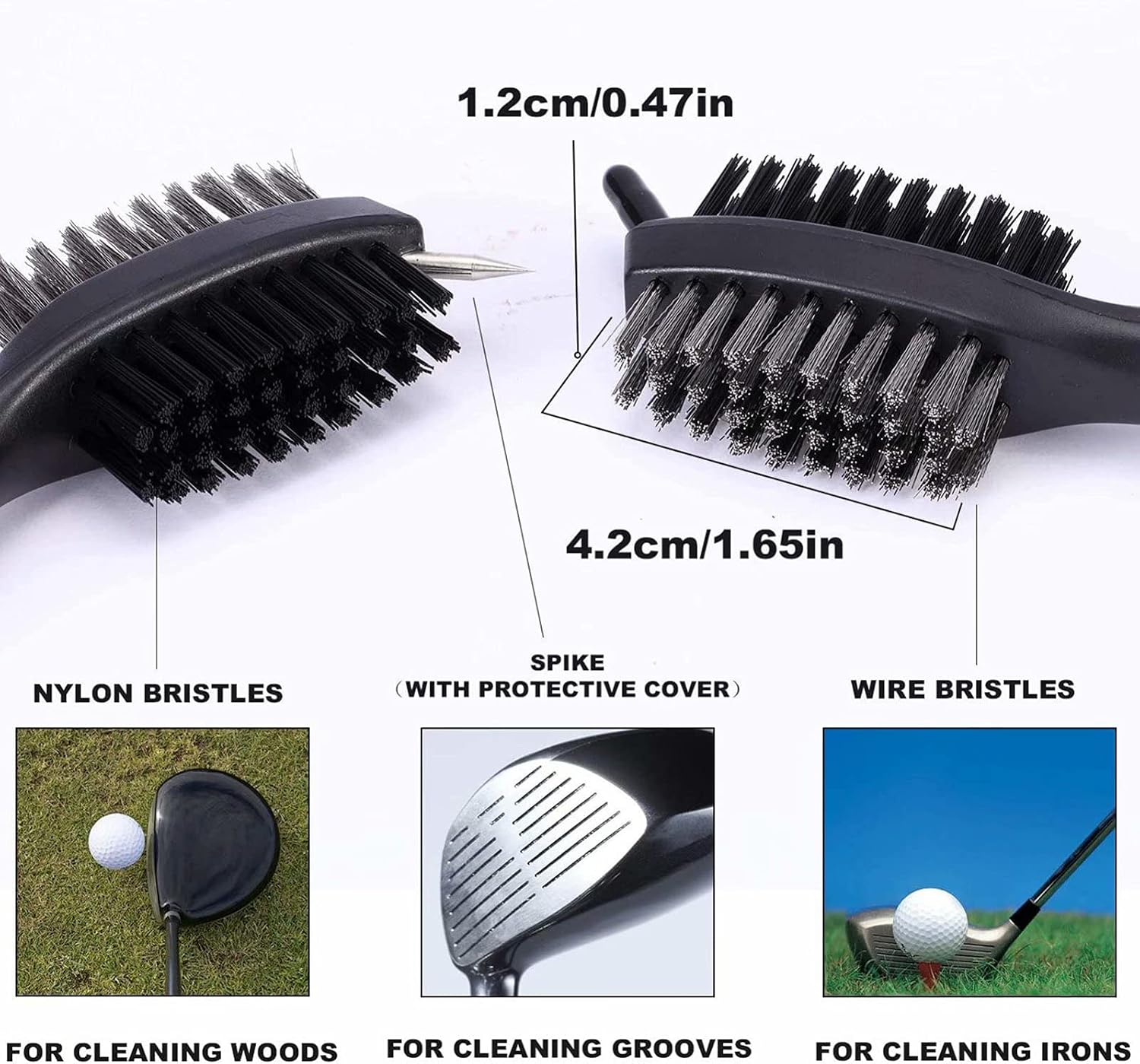 Golf Clubs Brush Kit All Metal Foldable Golf Divot Tool Pop up Button & Magnetic Ball Marker Premium Dual Sided Nylon Brush Steel Brush with Retractable Zip-line and Aluminum Carabiner Cleaning Tools