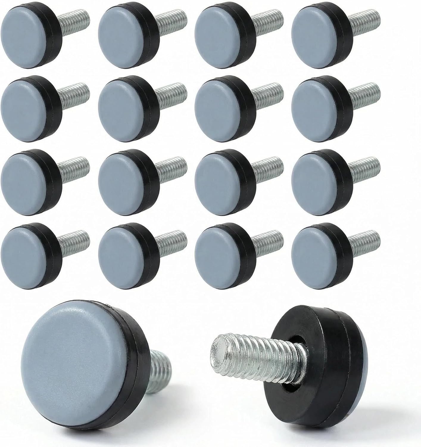 Pack of 16 Teflon Gliders 20 mm with Thread M6 Teflon Furniture Feet Round Furniture Gliders M6 x 20 mm Thread Floor Gliders for Chairs, Tables, Sofas and Cabinets