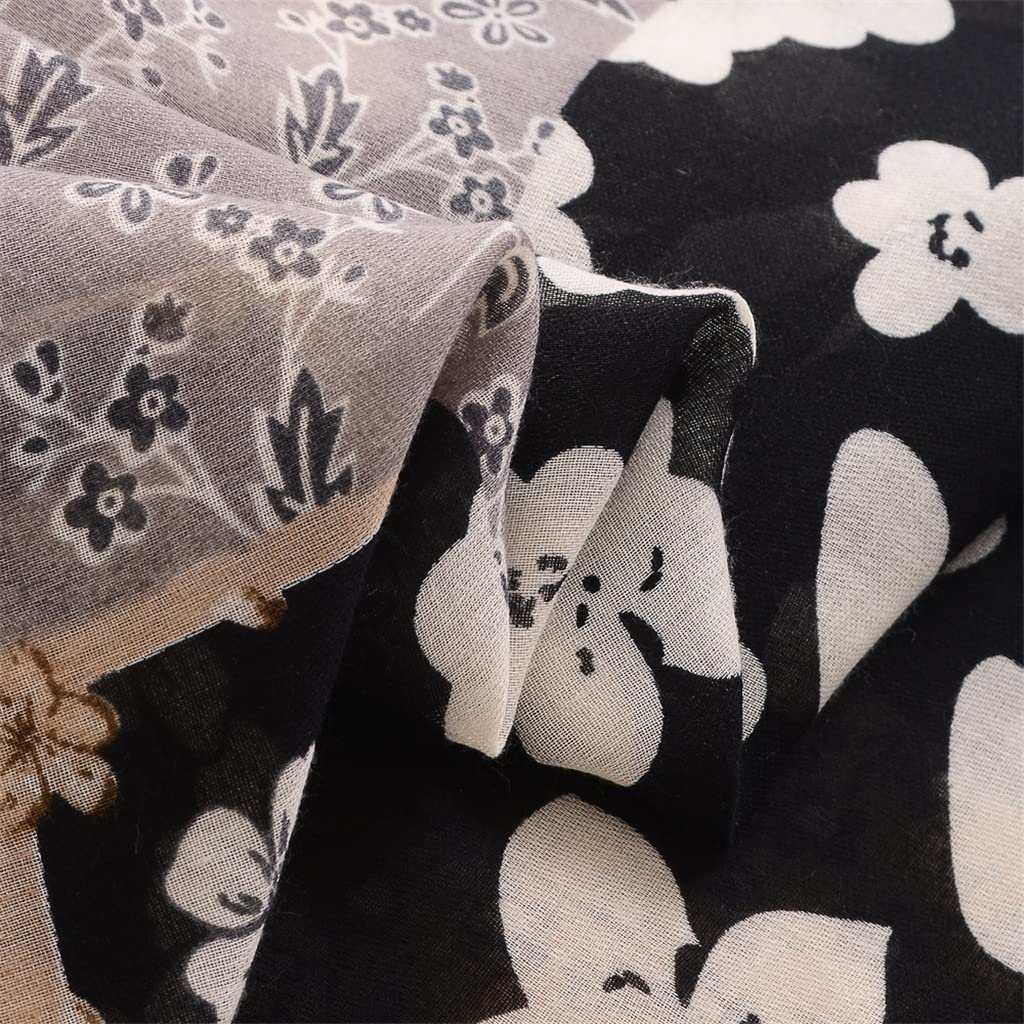 Bufanda Chal con Flecos Florales geométricos para Mujer, Bandana de Cachemira para la Cabeza (Talla única)