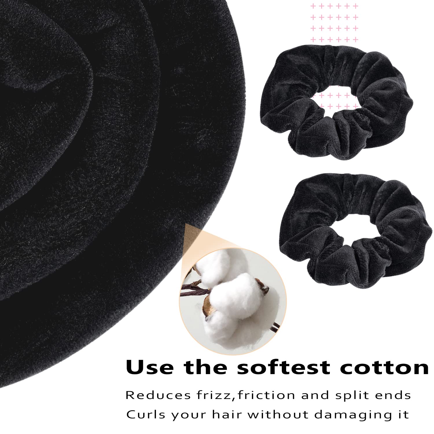 Heatless Hair Curler For Long Hair Extra Long Curls Soft Headband Curlers Sleep Overnight Creates heatless curls and waves No Heat Curlers Rod for Women Girls(Black)