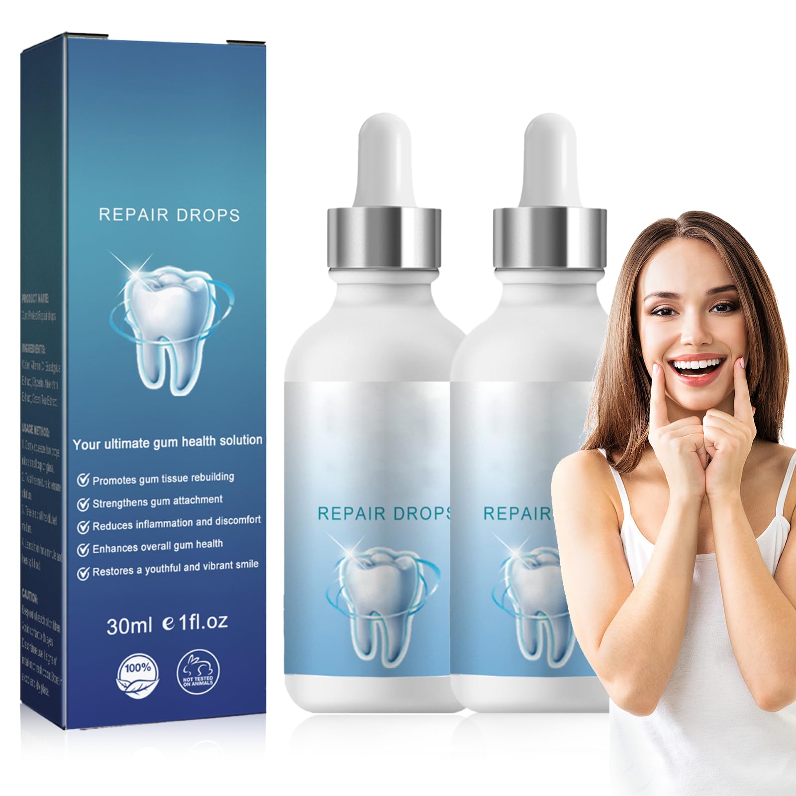 Funnaura 2 PCS Gum Repair for Receding Gums, Shield Drops for Fresh Breath Gum Pain Relief, Gums Regrowth Drops