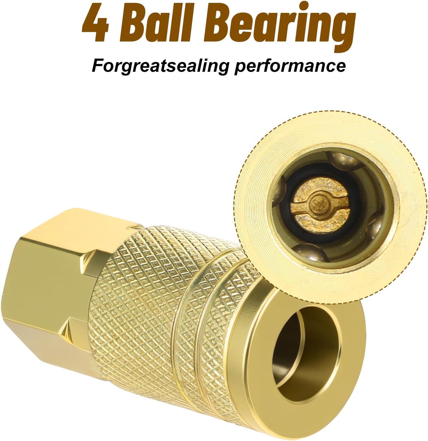 10pcs 1/4 air hose fittings Brass 1/4 quick connect fittings,Brass Air Compressor Accessories Fitting,Hose Quicks Connects Fitting Basic Flow Quick Connect Airs Coupler