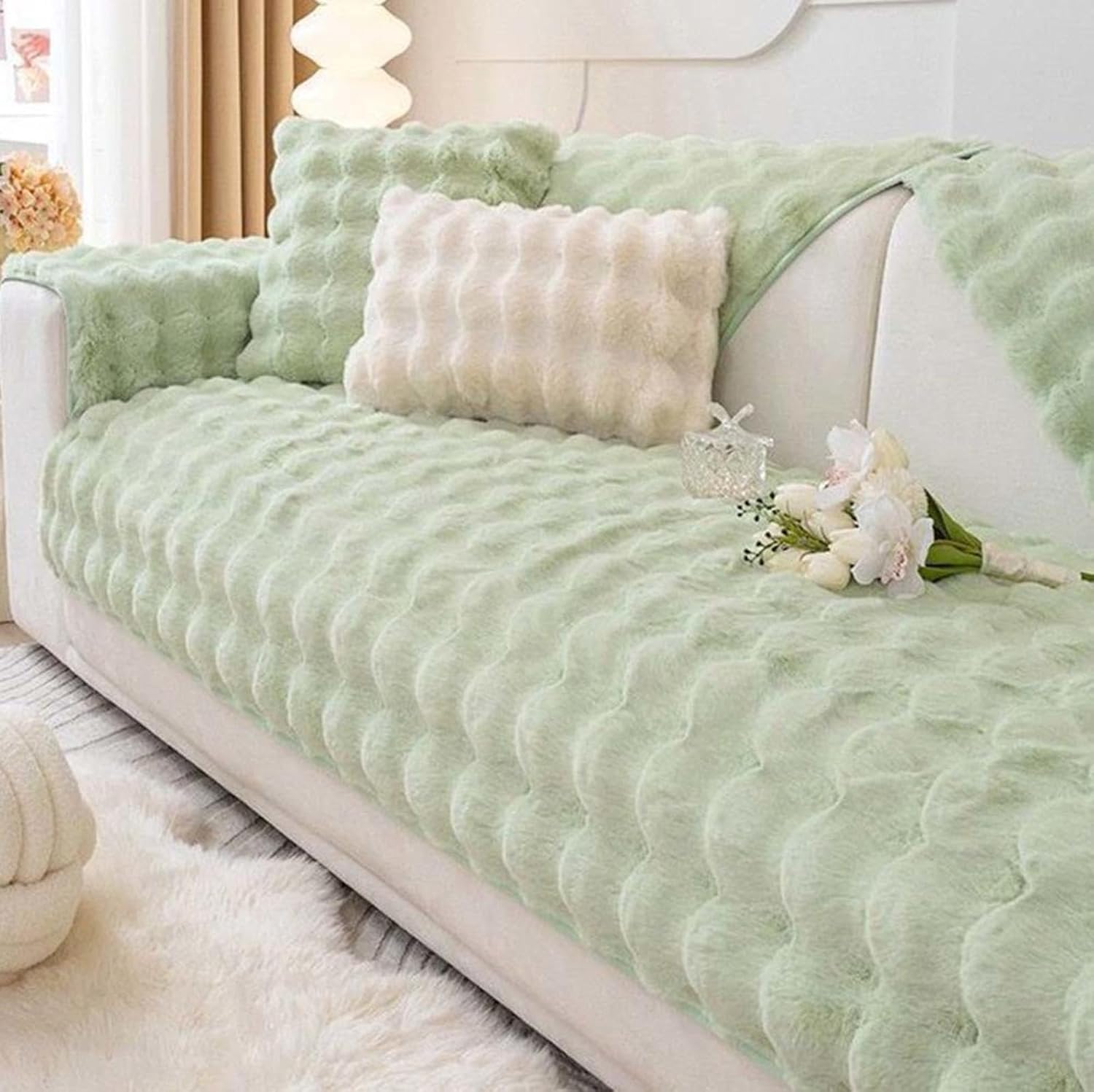 Jvfbjlf One Color Velvet Upholstery Cushions Protect The Sofa And Enhance The Comfort Of The Living Room.