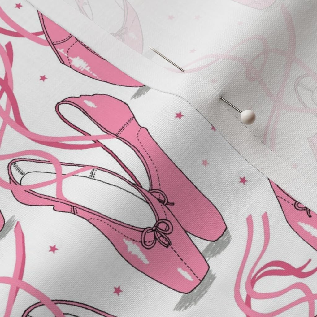 Spoonflower Fabric - Pink Ballet Shoes Dance Girls Printed on Petal Signature Cotton Fabric by The Yard - Sewing Quilting Apparel Crafts Decor
