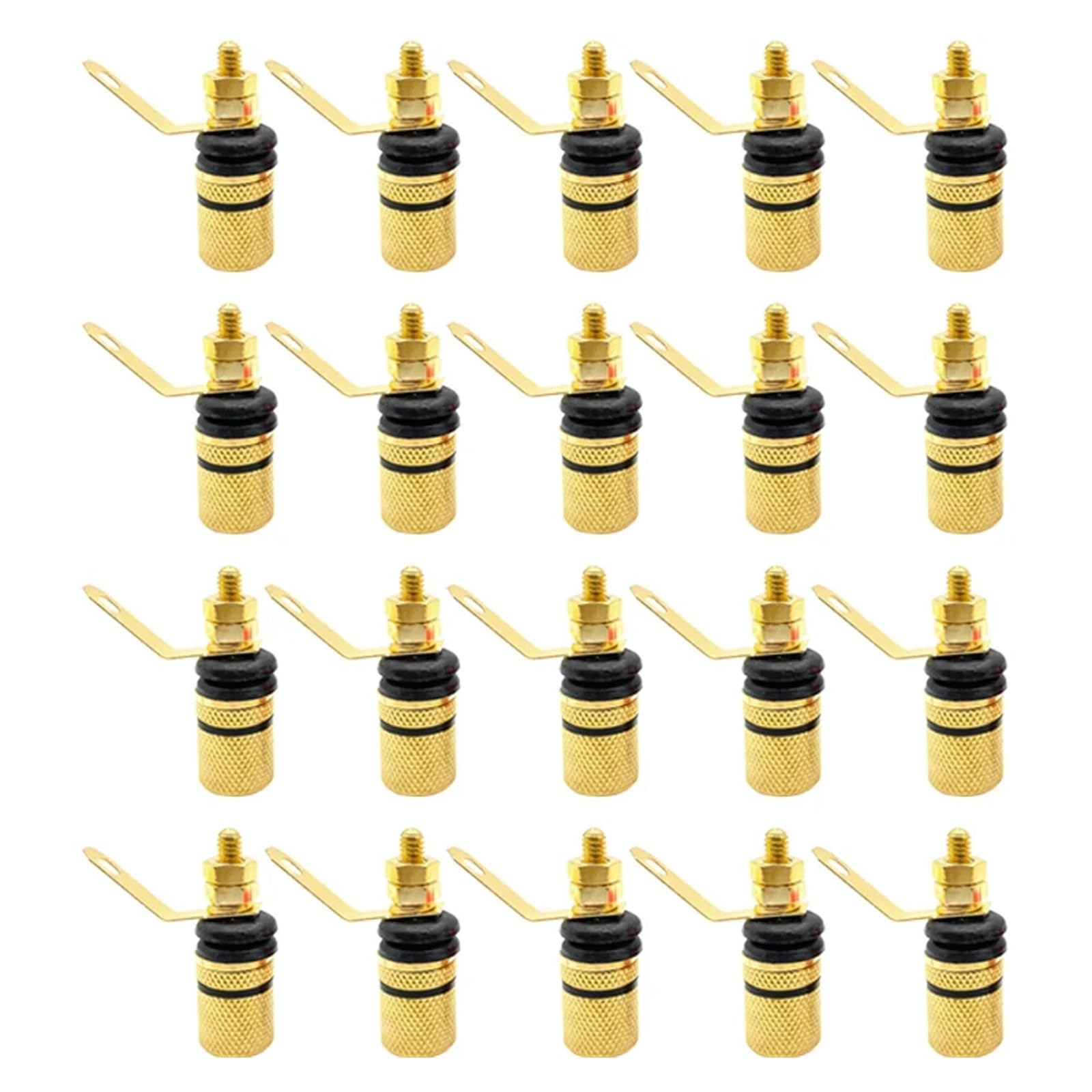 Connettore terminale audio for terminale altoparlante Binding Post placcato oro da 20 pezzi da 4 mm(20 Black)