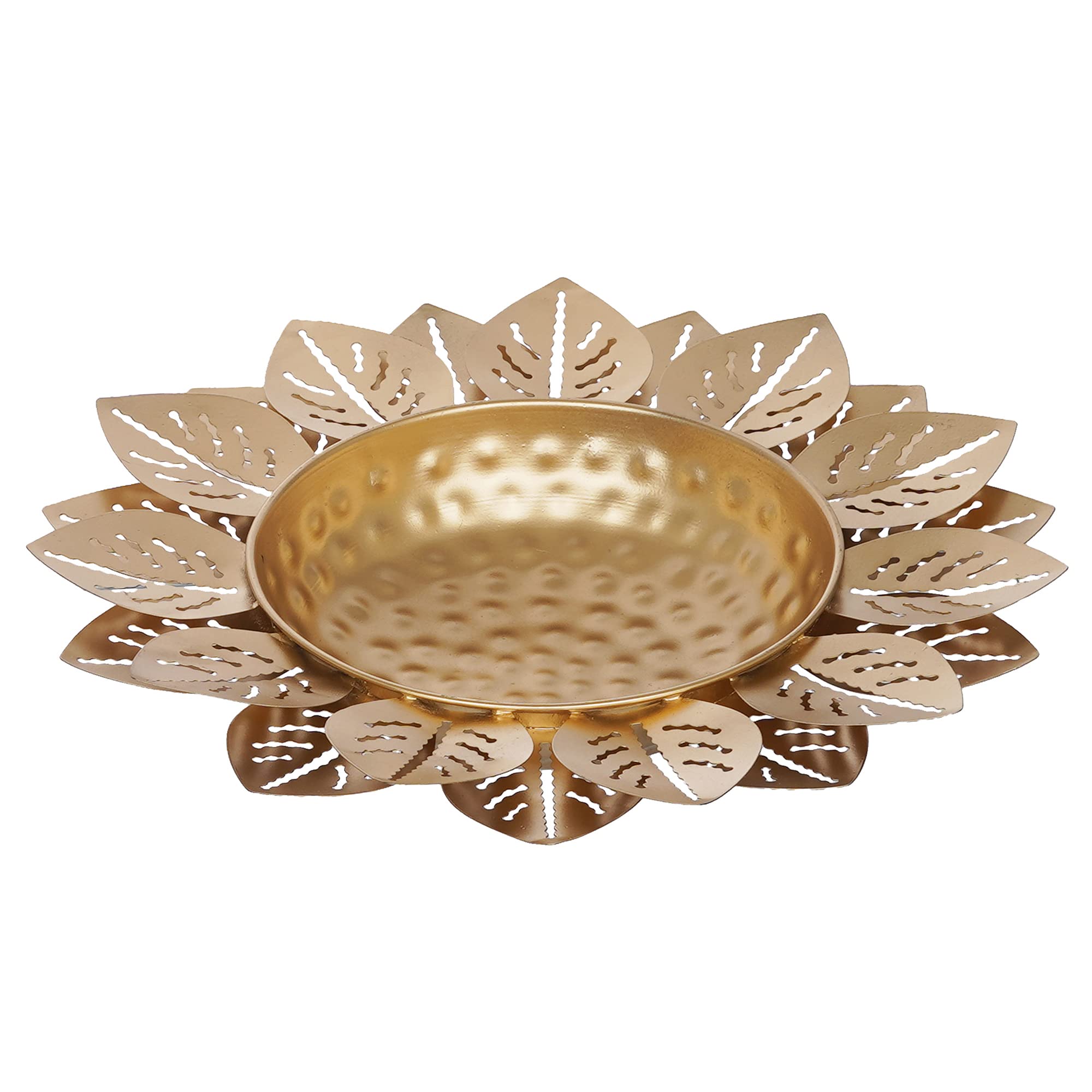 Webelkart Lot de 3 bols décoratifs en forme de feuille dorée polie pour la maison, décoration de table | Décoration de Diwali Doré