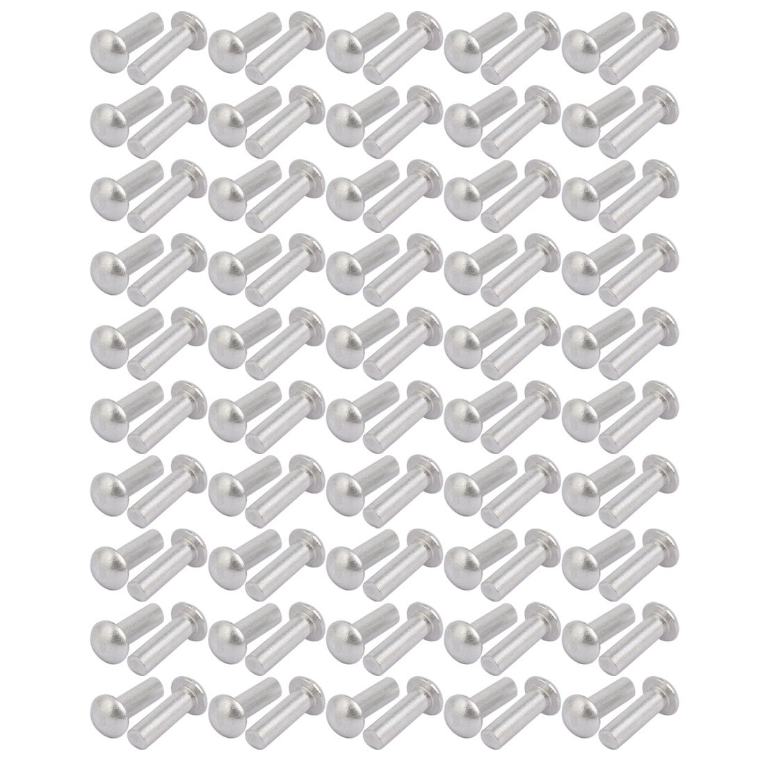 Sourcingmap 100pcs M5 x 16mm Aluminum Half Round Head Solid Rivet Fastener Silver Tone
