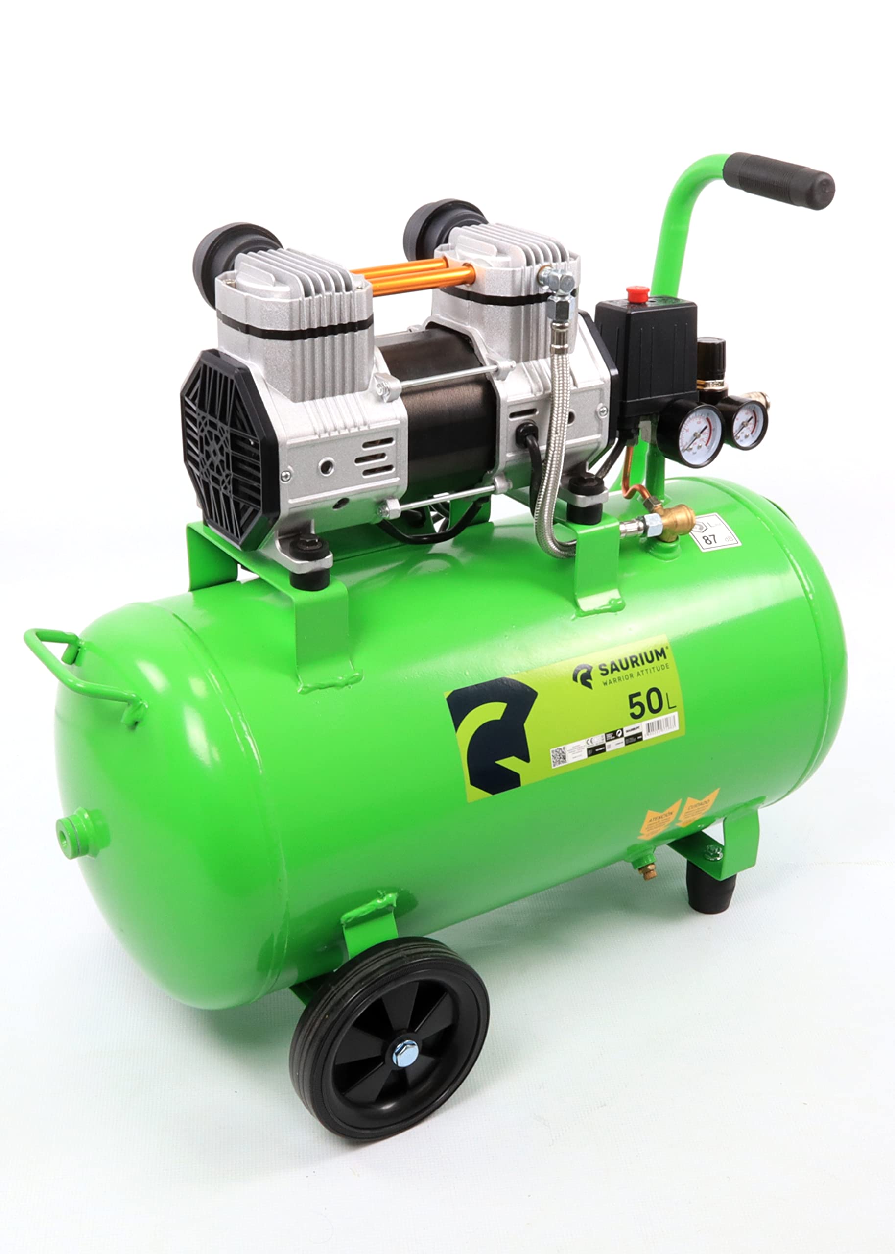 Compresor de Aire, 50L, 2HP, Cabezal Doble - SAURIUM® | 37186