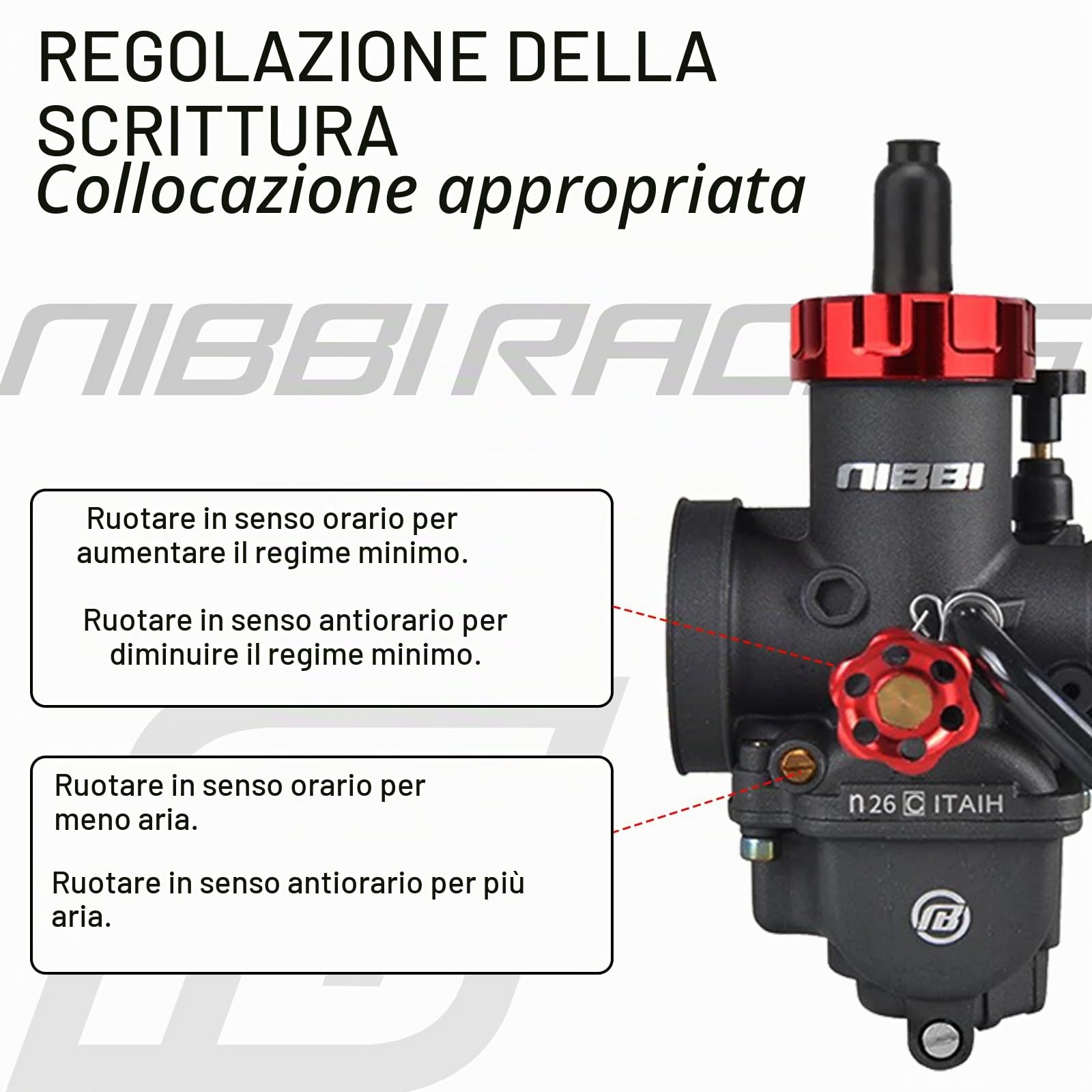 NIBBI Carburatore PE26MM Adatto 150cc-200cc Flangia Motore Moto Con Jets Carb Per Yamaha Kawasaki Suzuki Apollo Dirt Bike Mini Bike