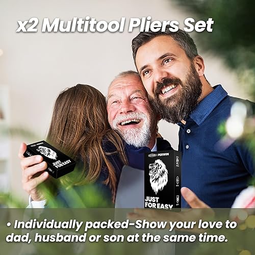 Miniatura 8 de Multitool - Paquete de 2 alicates multiherramienta de acero inoxidable 17 en 1 con autobloqueo, cuchillo de bolsillo, multiherramienta profesional