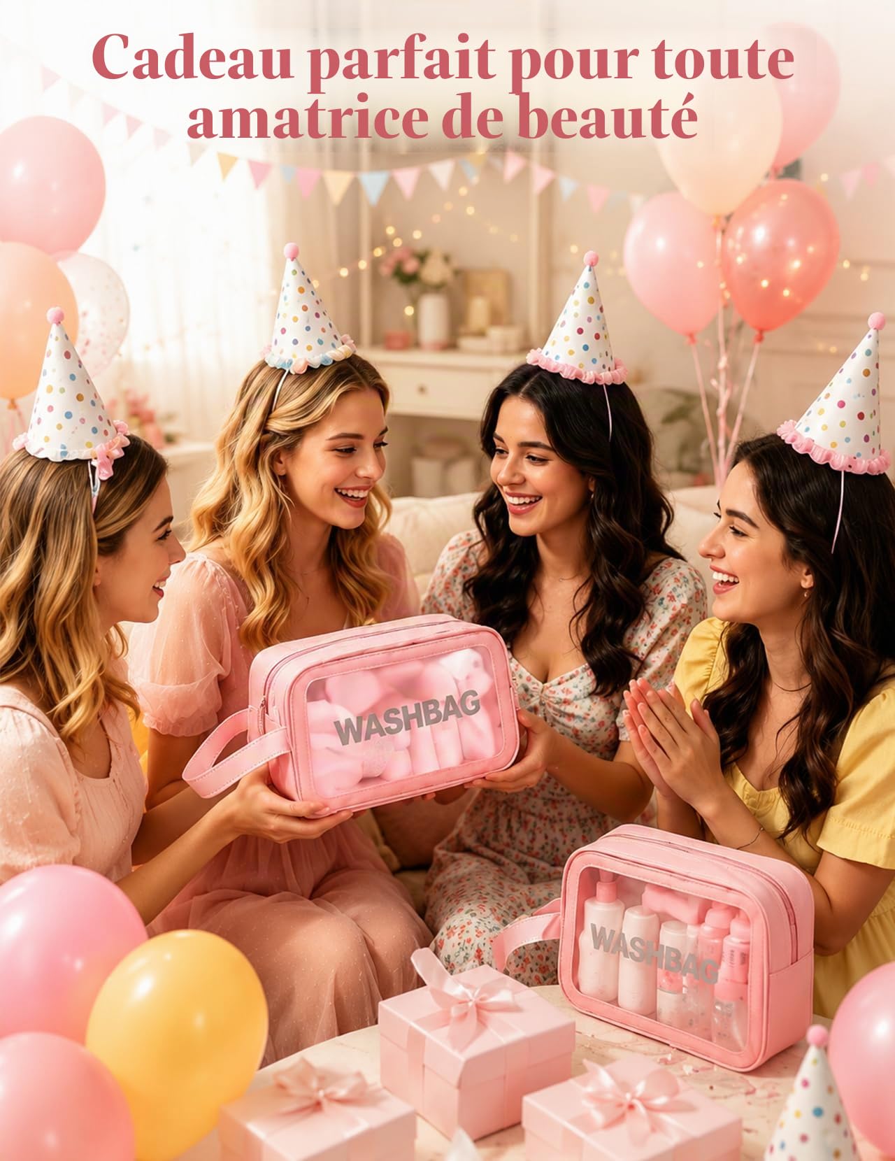 72 Pièces kit Soirée Pyjama Fille Cadeau, Kit Complet Soins du Visage, Outils de Beauté & Pochettes, Idéal pour Les Amis, les Décorations de la Fête des Demoiselles d'honneur et les Cadeaux