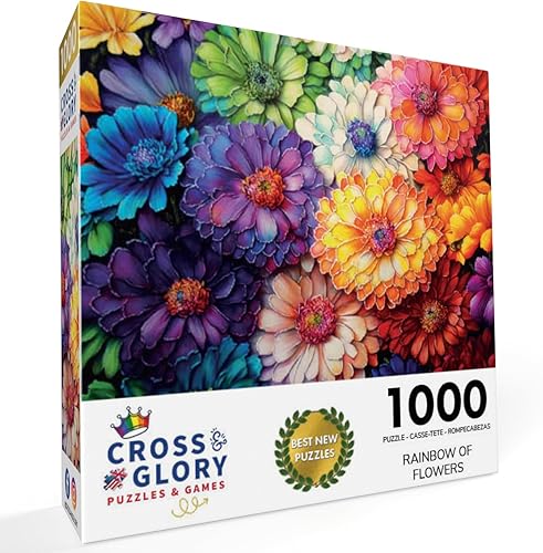 Miniatura 3 de Cross & Glory - Rainbow of Flowers - Rompecabezas de 1000 piezas para adultos Colores increíblemente vibrantes Desafiante ejercicio cerebral