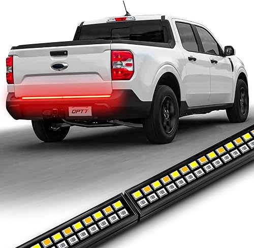 Miniatura 9 de OPT7 Redline - Barra de luz LED de doble fila para portón trasero de 60 pulgadas con señal de giro ámbar, barra de luz rígida de aluminio resistente