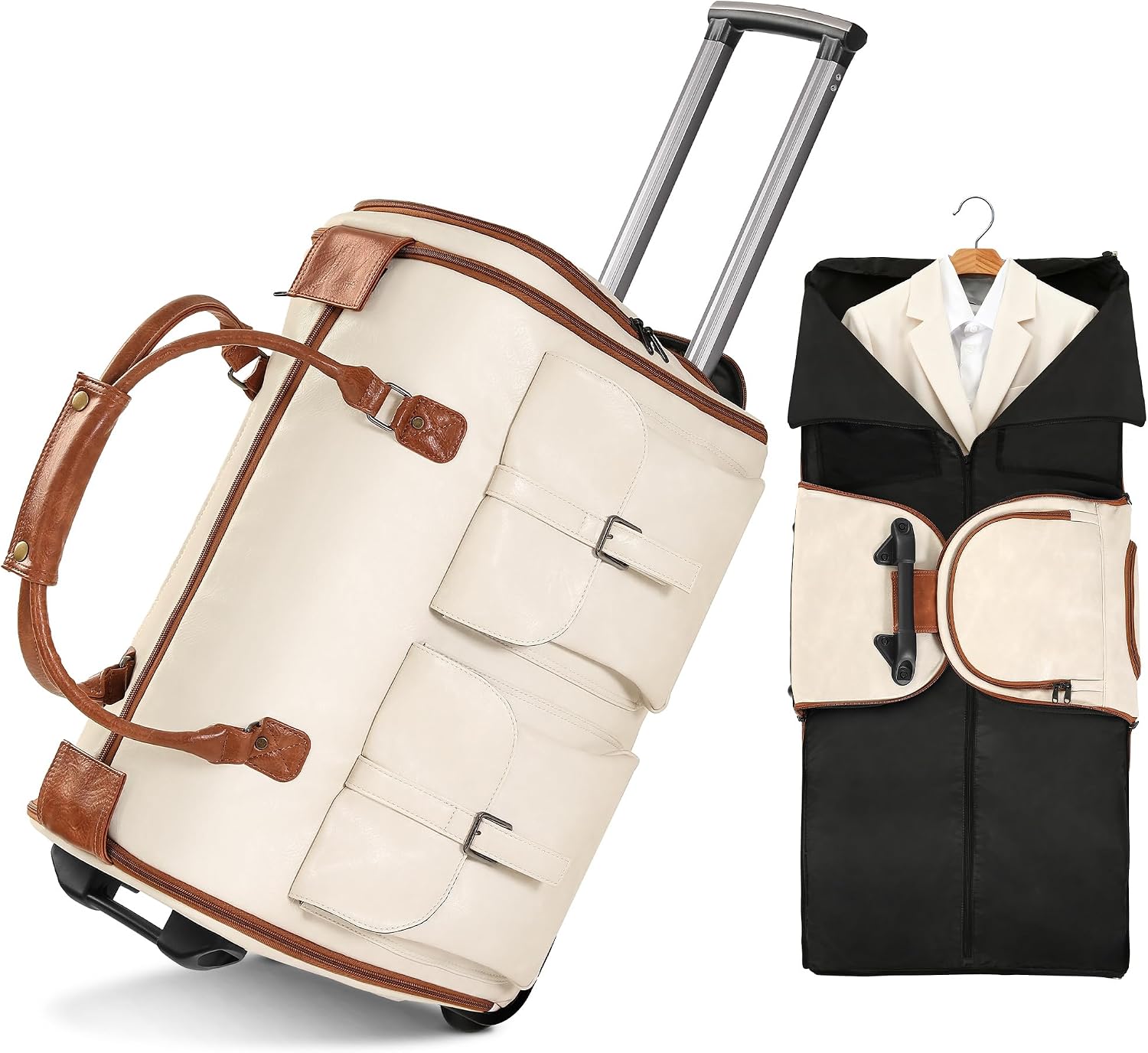 Garment Bags for Travel, 3-in-1 Convertible Duffle Bag with Wheels, Modern Carry-on Travel Bag for Suits, Foldable Rolling Suit Bag for Women Men