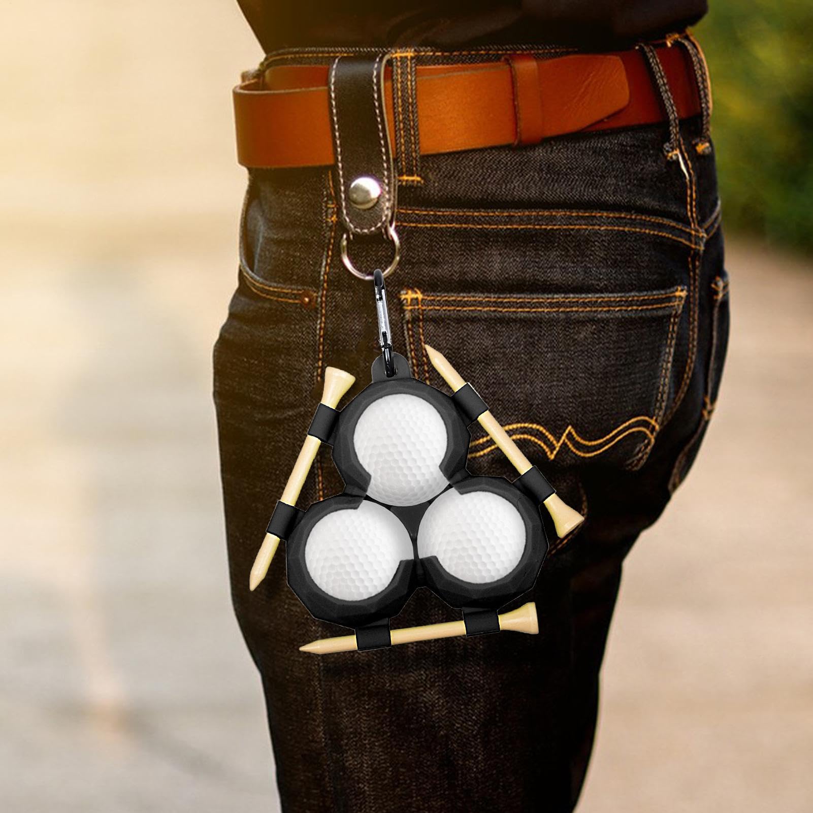 Support de balle de golf en silicone avec boucle à clip pendante - Porte-balles portable