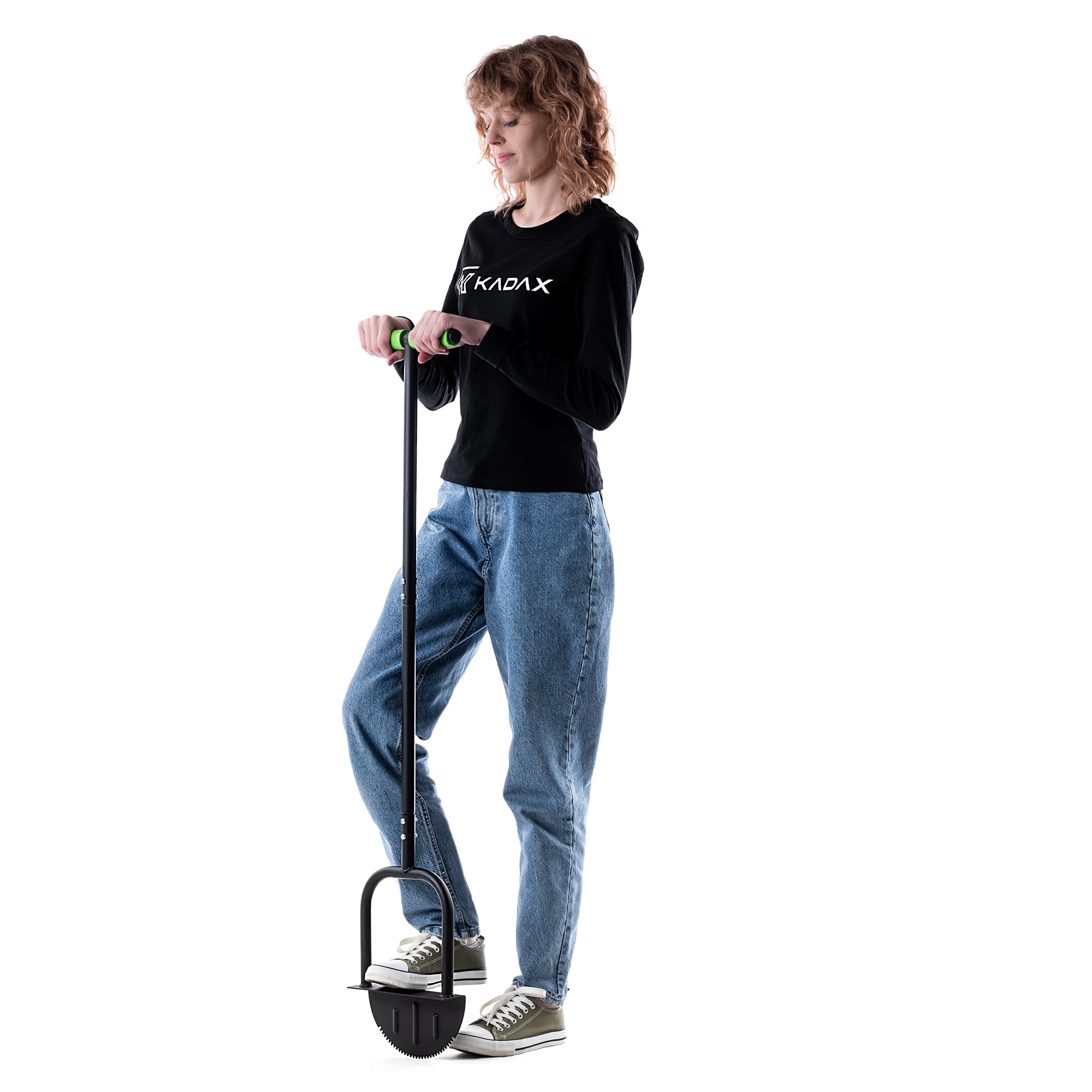 KADAX Coupe-bordures de pelouse 23 x 118 cm avec lame dentelée, coupe-bordures manuel en acier pour des bords de pelouse précis - Coupe-bordures de jardin avec poignée en T