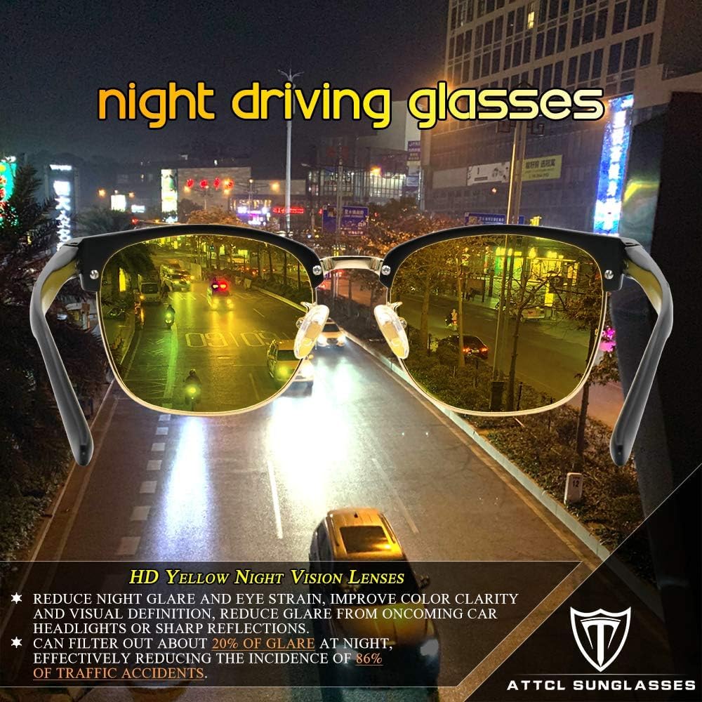 ATTCL Polarized Sunglasses for Men Driving: Lightweight Al-Mg Metal Frame Square Semi Rimless UV Protection for Travel Hiking - Image 6