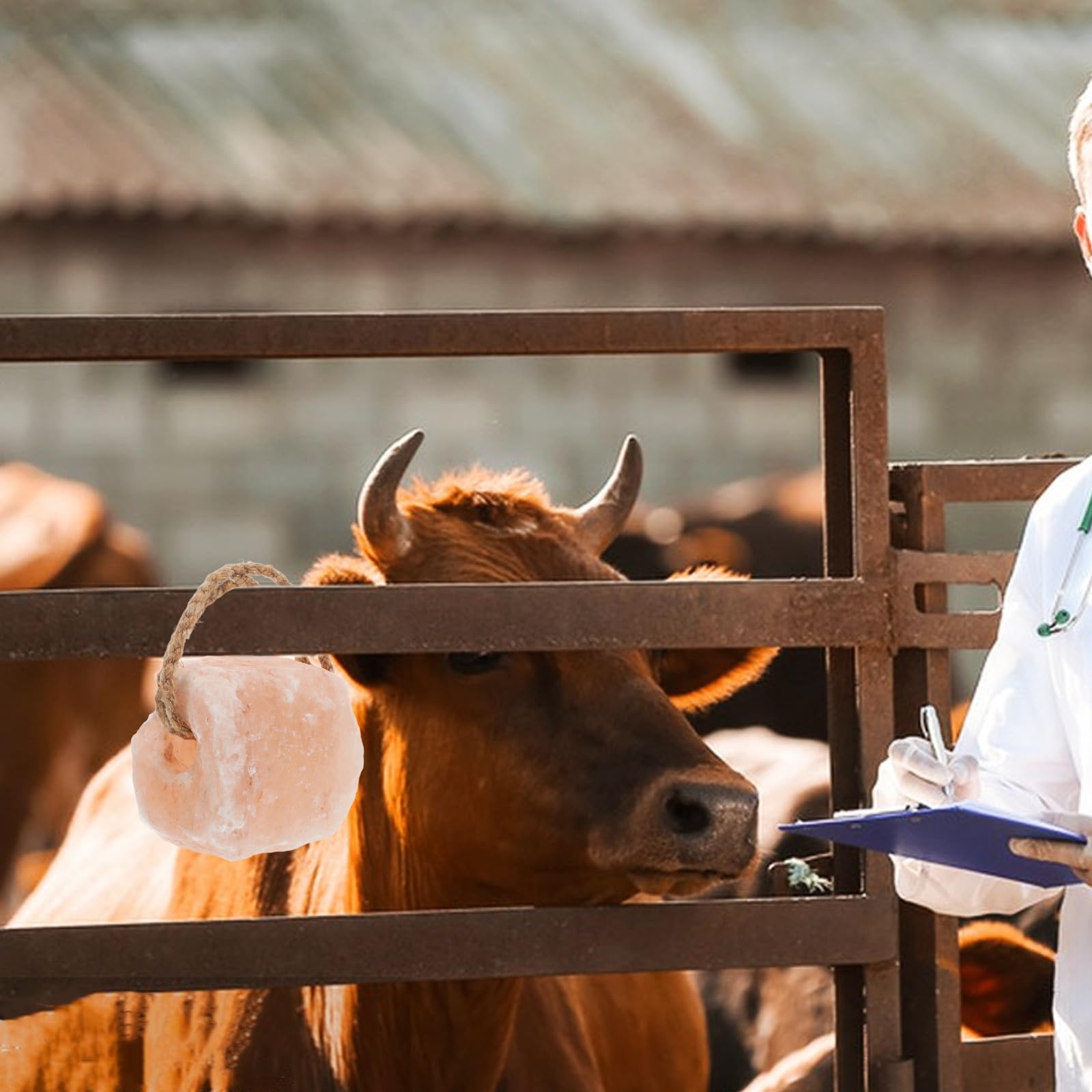 Bloc à Lécher le Sel pour Bovins et Animaux de Ferme 1-2 Kg