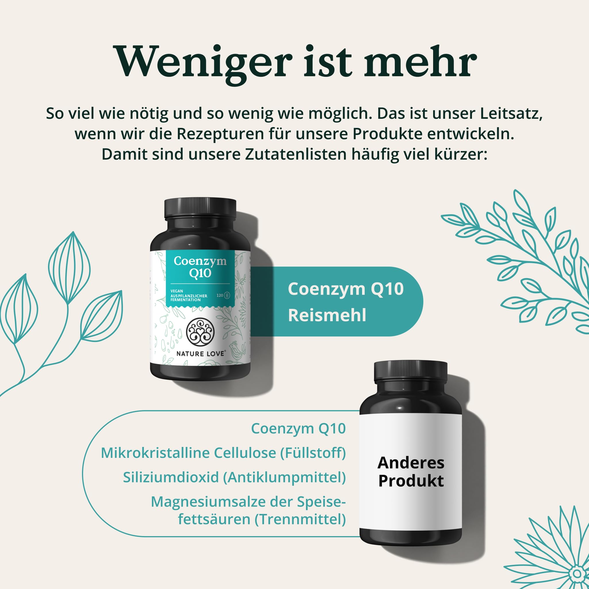 NATURE LOVE® Coenzym Q10 Hochdosiert - 200mg pro Kapsel - 120 vegane Kapseln im 4 Monatsvorrat - Aus pflanzlicher Fermentation - Hochdosiert & in Deutschland produziert