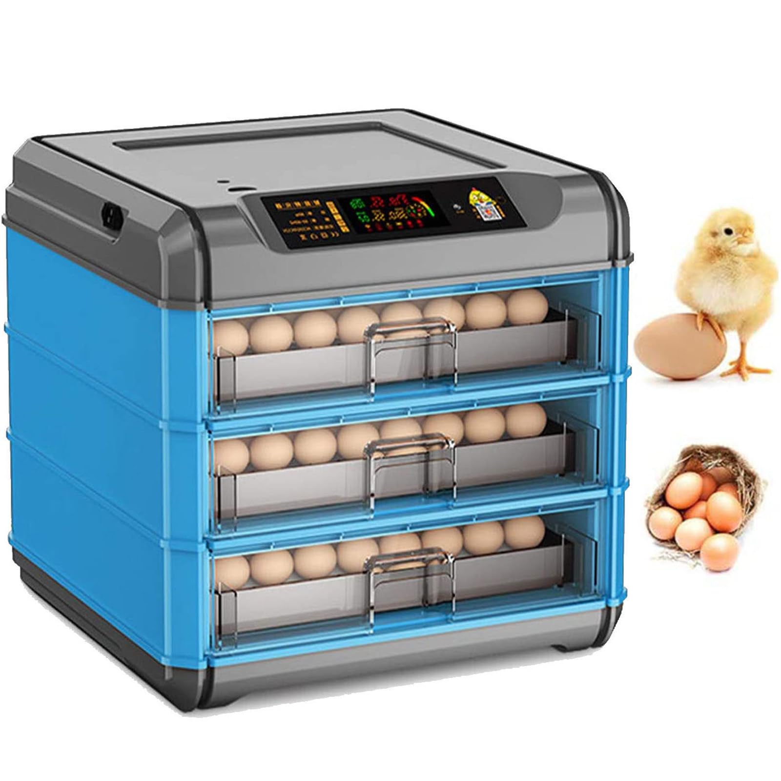 Egg incubators for hatching eggs, chicken egg incubator 64-256, chicken incubators for hatching eggs automatic egg turner+automatic water adding for chicken, duck, goose, pigeon, quail 192Eggs