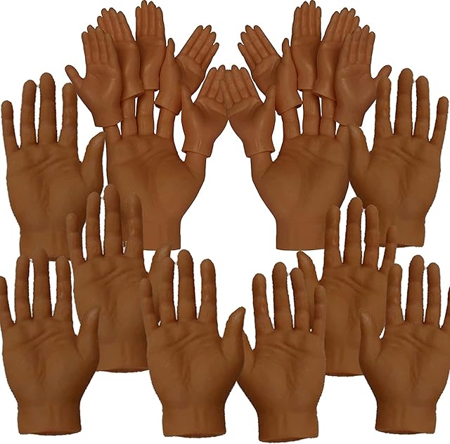 Archie McPhee Accroutrements 10pcs Finger Hands Finger Puppets /w 10pcs Finger Hands for Finger Hands | Soft Vinyl Finger Puppets (Dark)