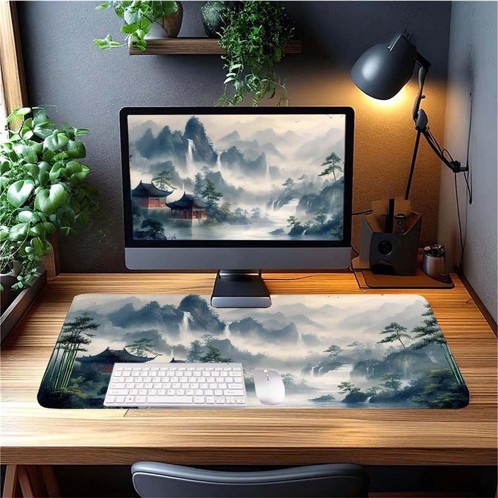Alfombrilla Ratón Caer Paisaje Alfombrilla Ratón XXL 1400x600x3mm Mouse Pad Resiste Salpicaduras, Extendida de Gran Tamaño con Bordes Cosidos, Mejora la Precisión y la Velocidad, Antideslizante y-385