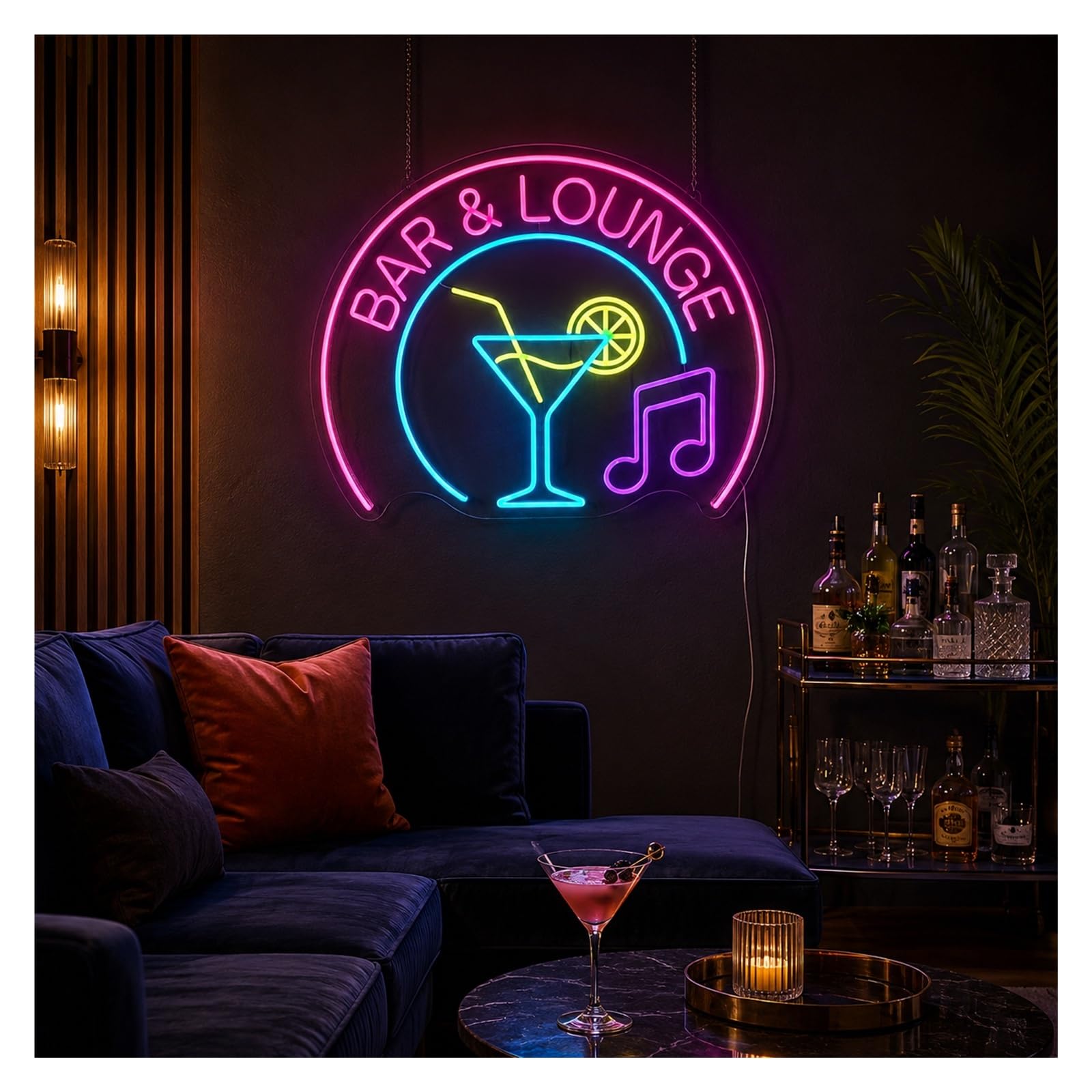 Insegna al Neon Insegna Al Neon Per Cocktail Bar E Lounge | Decorazione Da Parete Per Feste, Soggiorno, Club, Bar, Caverna Dell'uomo, 55cm