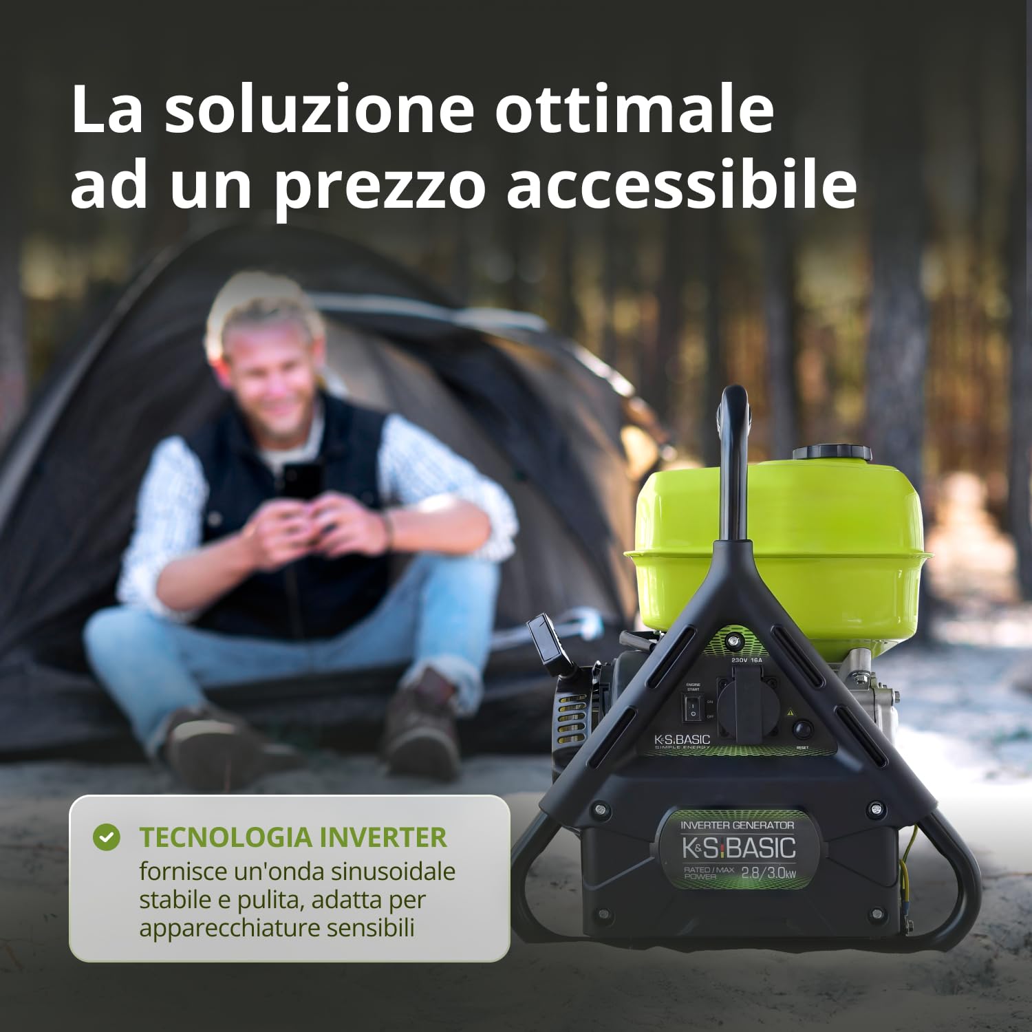 K&S Basic KSB 31i - Generatore di inverter, 3,0 kW, inverter, sicuro per dispositivi sensibili, unità di emergenza con struttura compatta, generatore di inverter con avvolgimento in rame, generatore