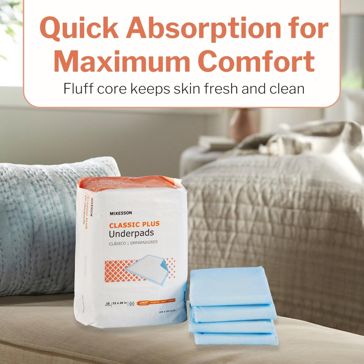 Mon Classic Underpads, Incontinence Bed Pads [], Light Absorbency,