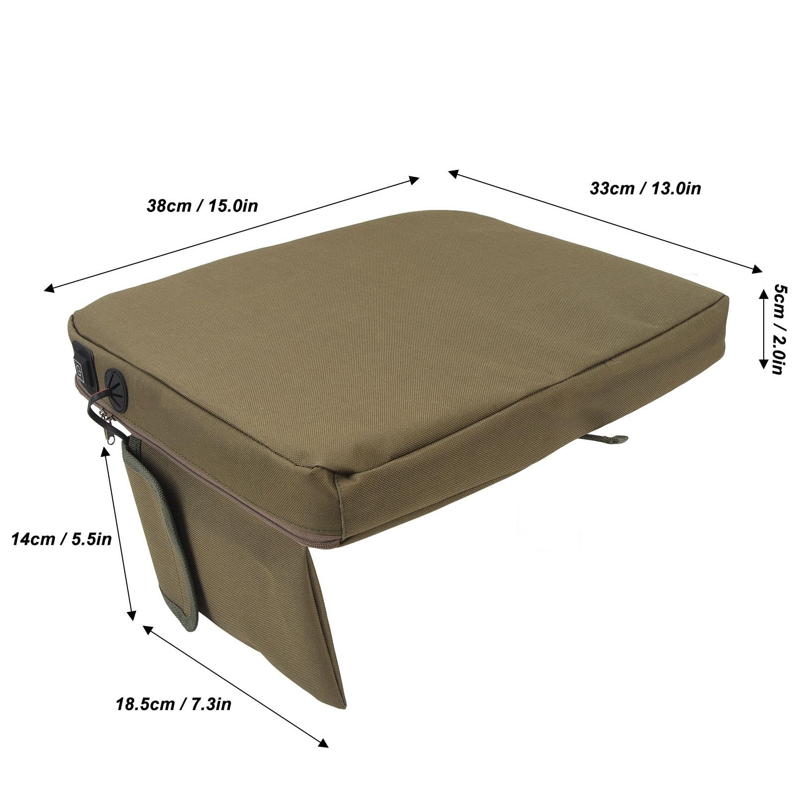 VGEBY Cojín de Asiento con Calefacción Portátil, Carga USB, 3 Configuraciones de Temperatura, Ligero, Impermeable, con Tecnología de Calefacción Inteligente, para Acampar, Pescar,