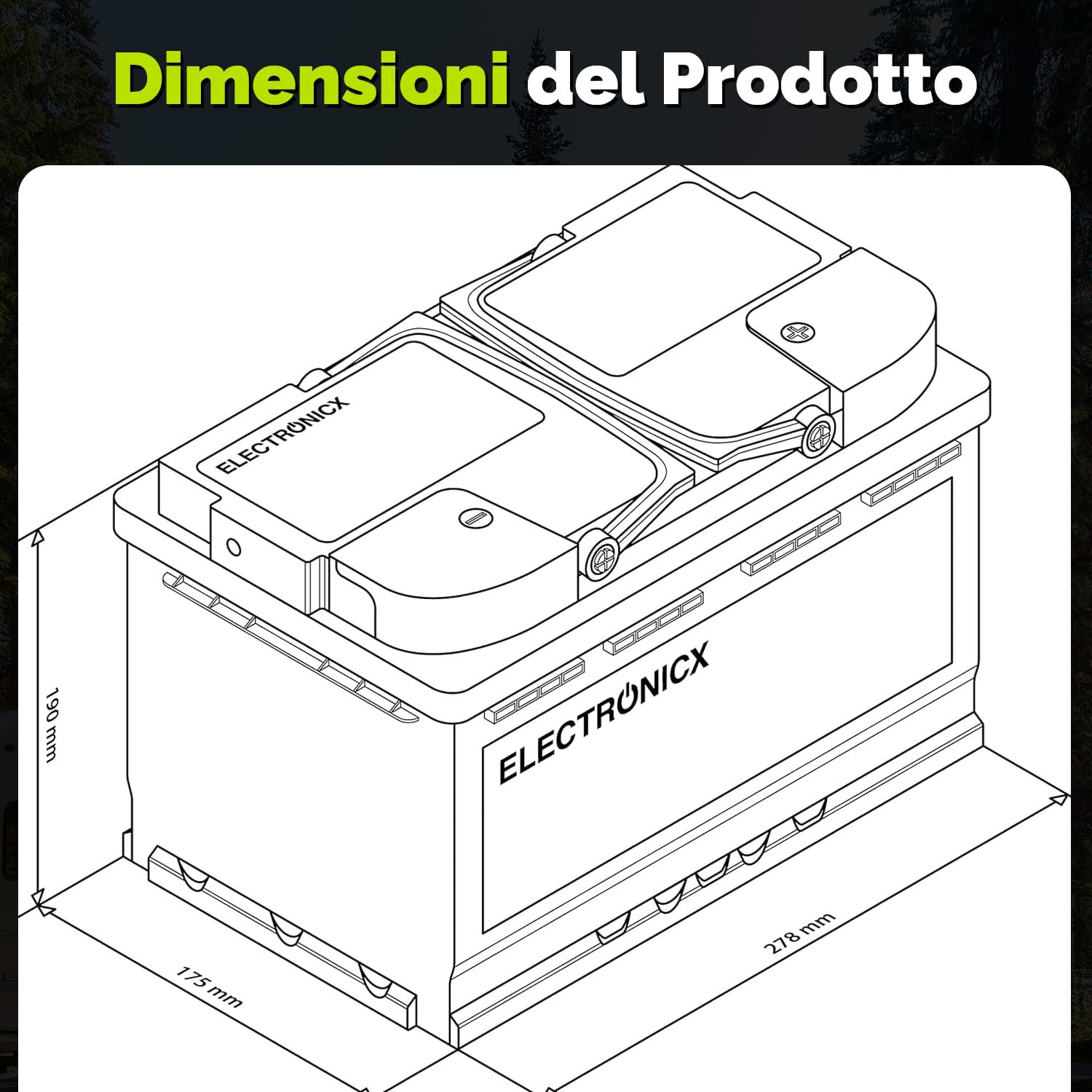 Batteria GEL 12V 100Ah Ciclo Profondo – Batteria Senza Manutenzione per Camper, Caravan, Barca, Casetta da Giardino, Sistemi Solari Off-Grid – Electronicx Caravan Edition