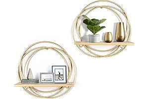 Oakrain Floating Shelves with Gold Accents