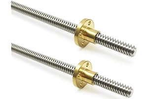 Tr8 ACME Lead Screw with T8 Brass Nut, 2PCS 400mm(15.75 Inches) 2mm...