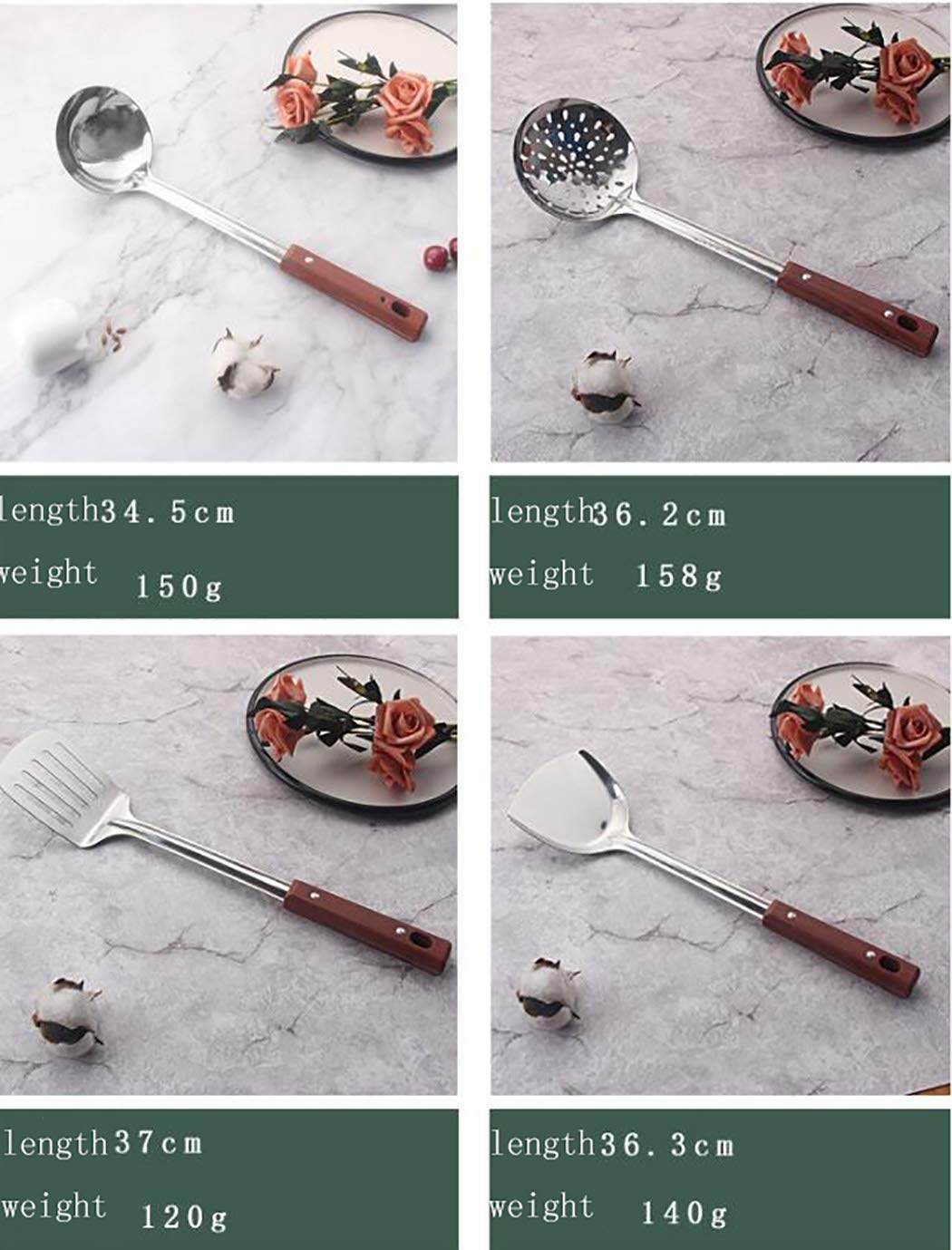 4-teiliges Edelstahl-Utensilien-Set, Kochutensilien-Küchenwerkzeug-Set
