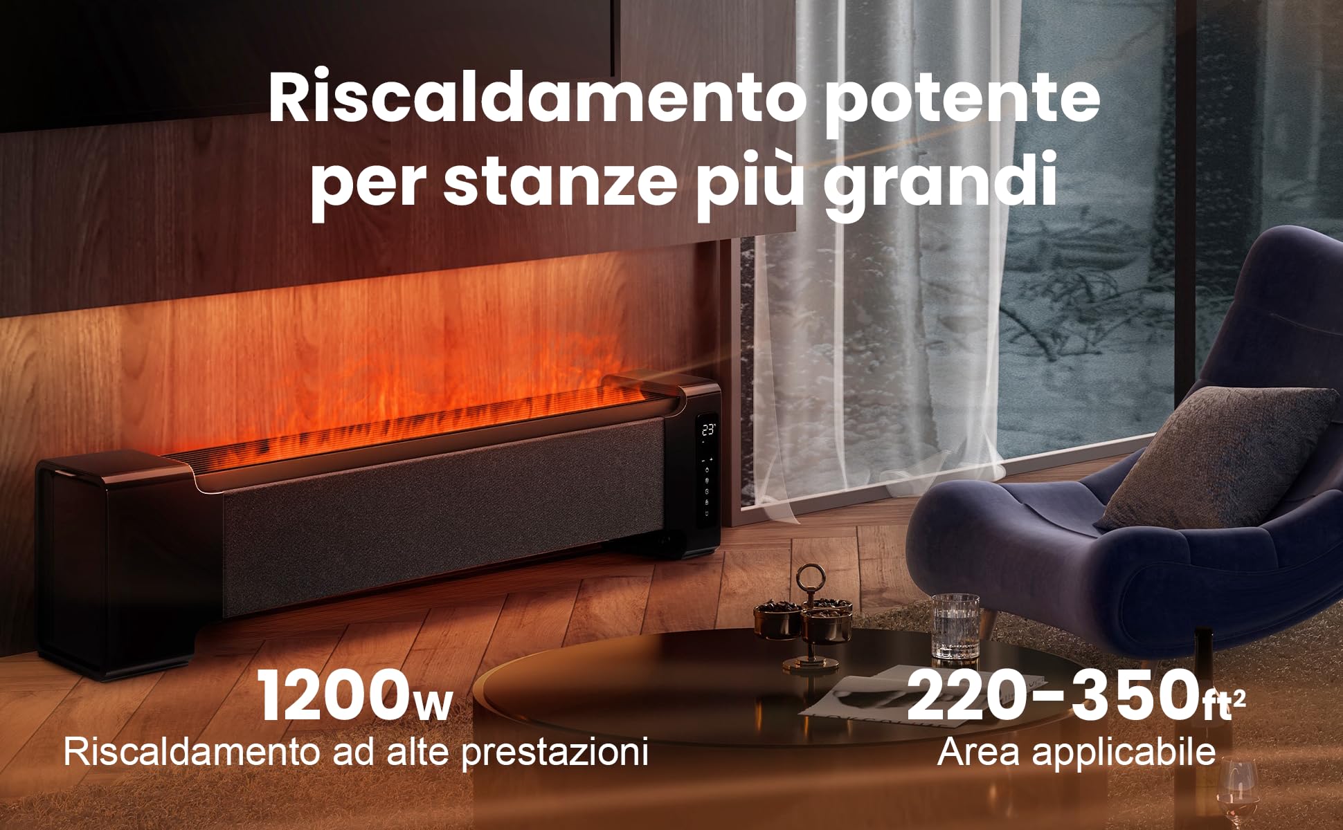 AIRMATE Camino Elettrico 113cm, Stufa Elettrica und Luftbefeuchter 2 in 1 con Telecomando, 2000W Camino Elettrico Silenzioso con Pannello LED Timer 24h ECO Riscaldamento Rapido Effetto Fiamma 3D
