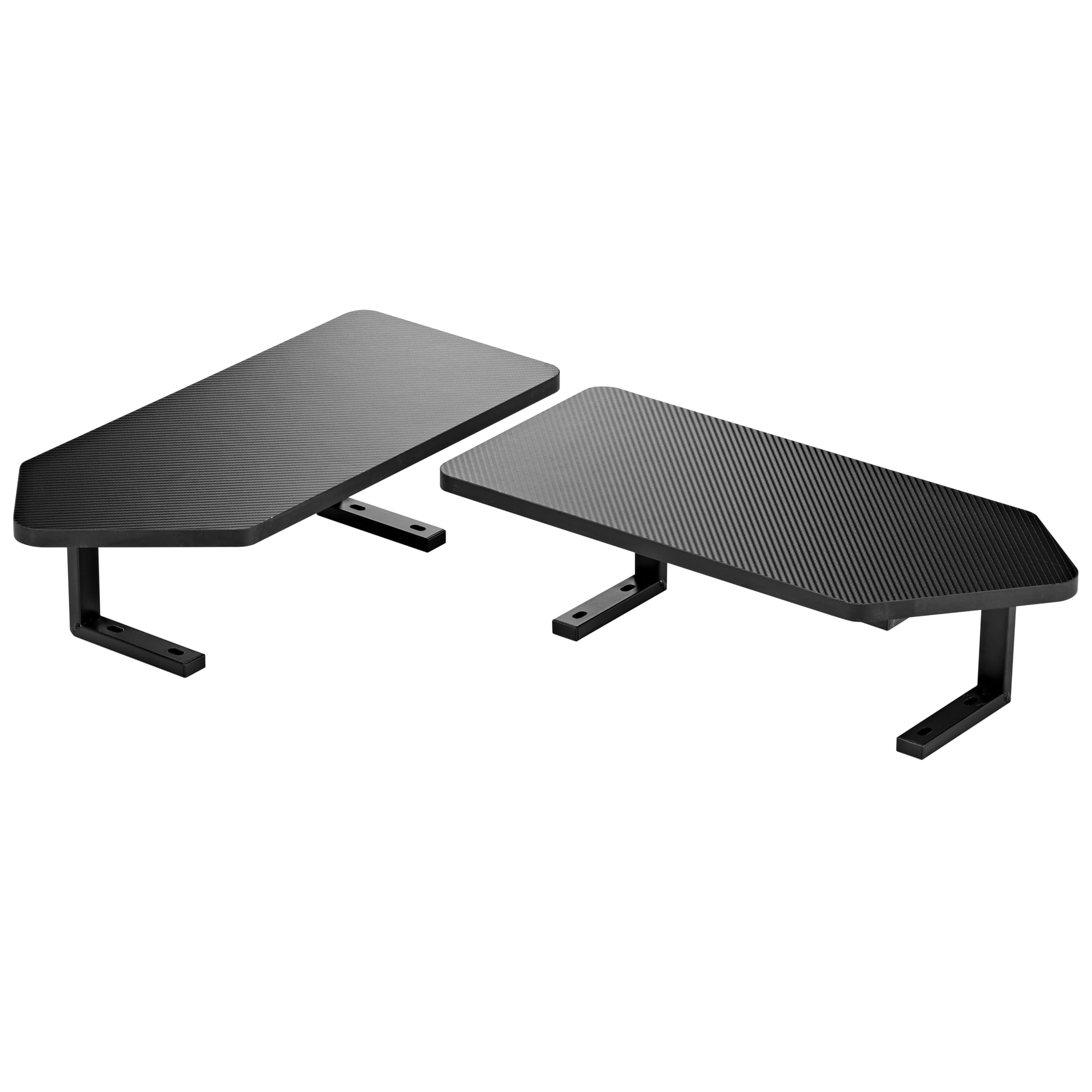 EUREKA ERGONOMIC Supporto per Monitor, Organizzatore Multifunzionale da Scrivania 50 x 22 cm, Mensola Flottante per Scrivania a Forma di Ala, Riser in Fibra di Carbonio per Ufficio (Nero, 2 Pezzi)