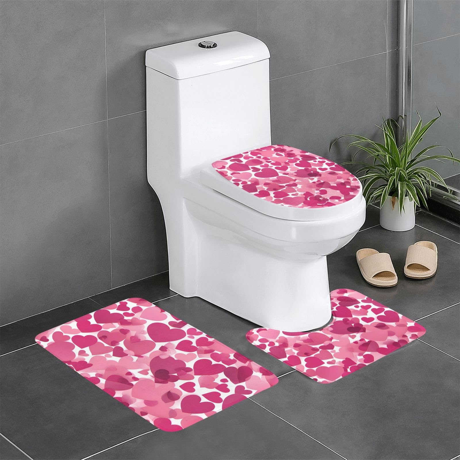Tapis de salle de bain antidérapant WHJSSF absorbant et sécurisé motif cœurs