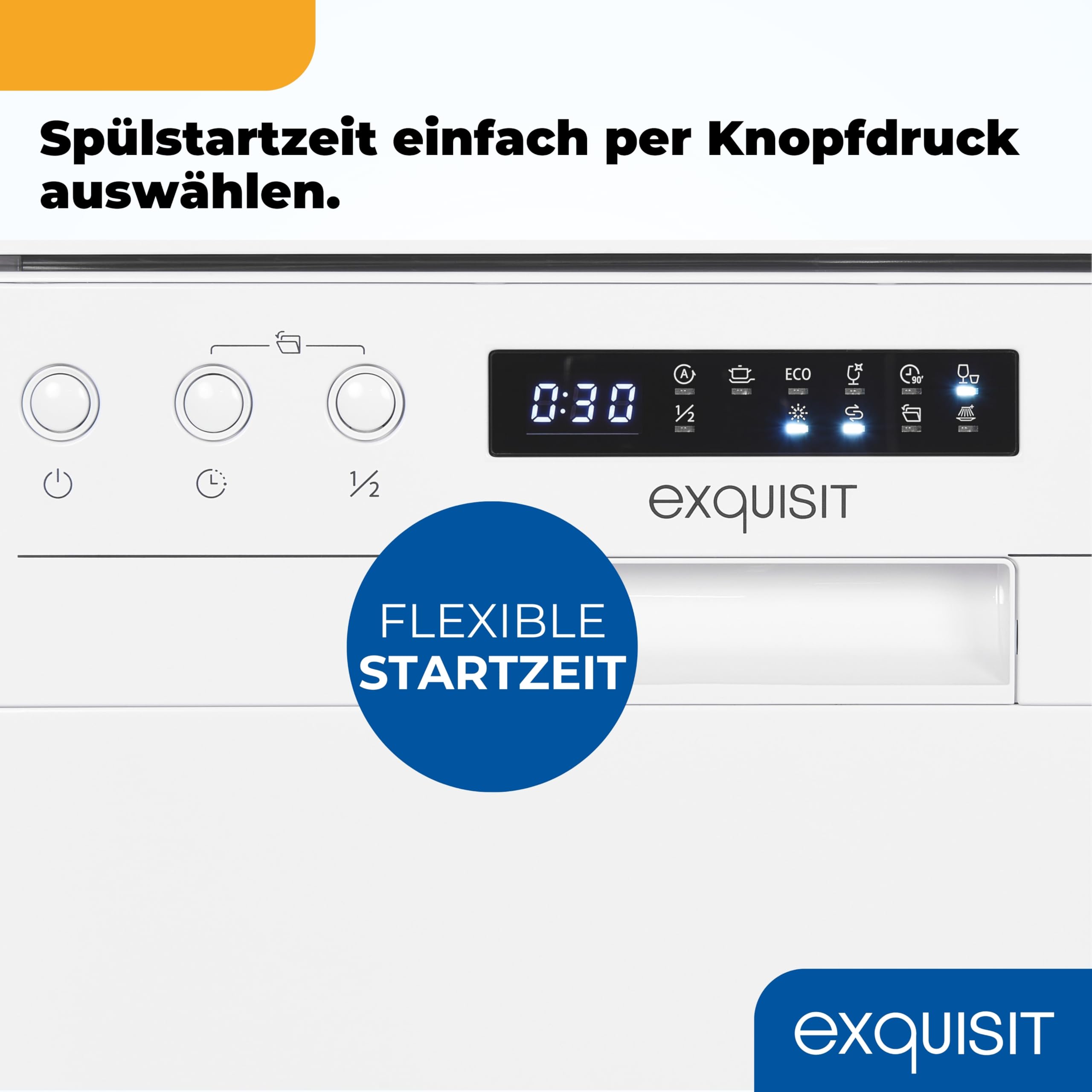 Exquisit Geschirrspüler GSP9410-030D weiss 45 cm unterbaufähig freistehend 10 Maßgedecke LED Spülmaschine