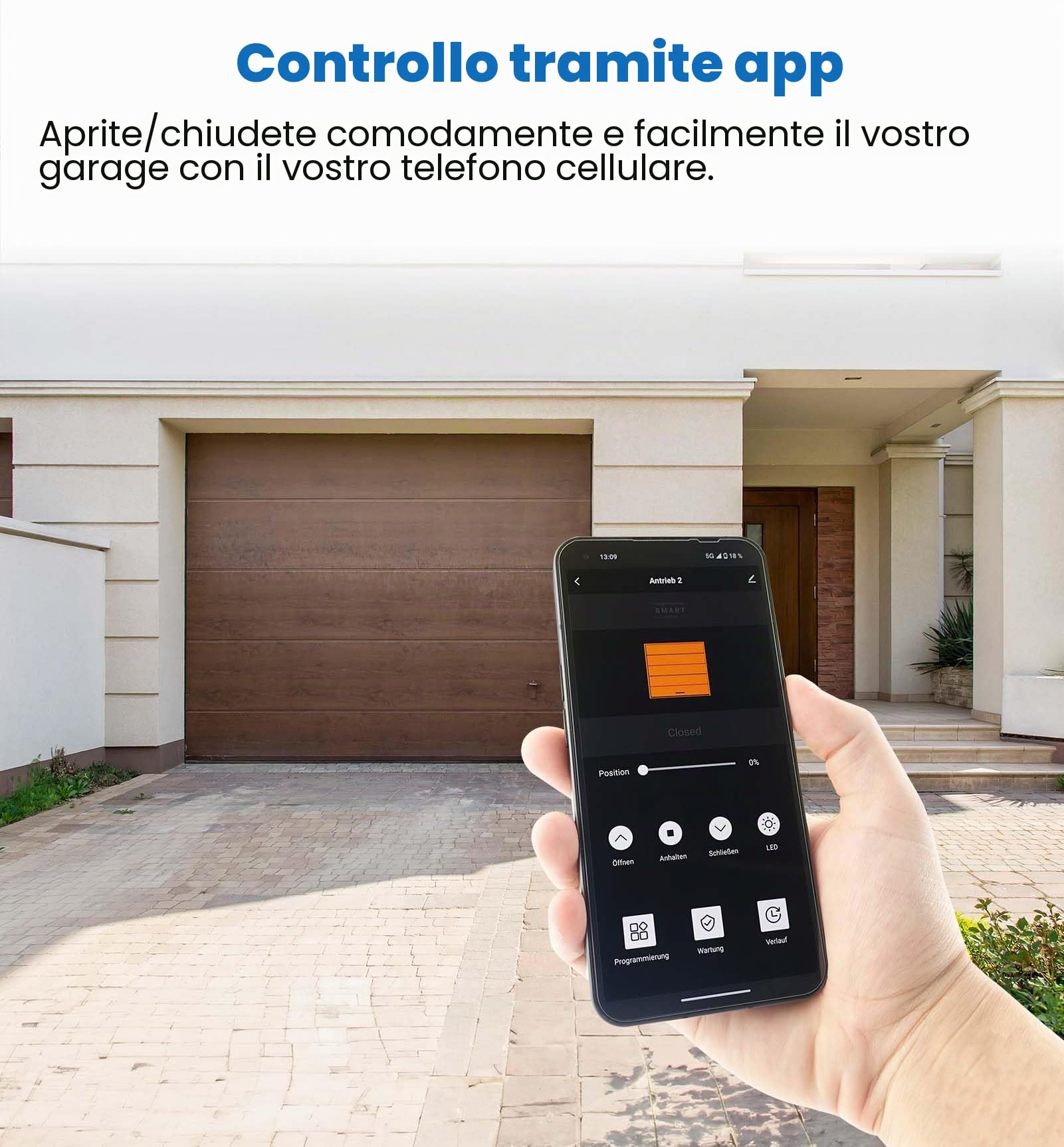 Schartec Prime 1500 - Attuatore per porta del garage WiFi con binario intelligente e apriporta del garage