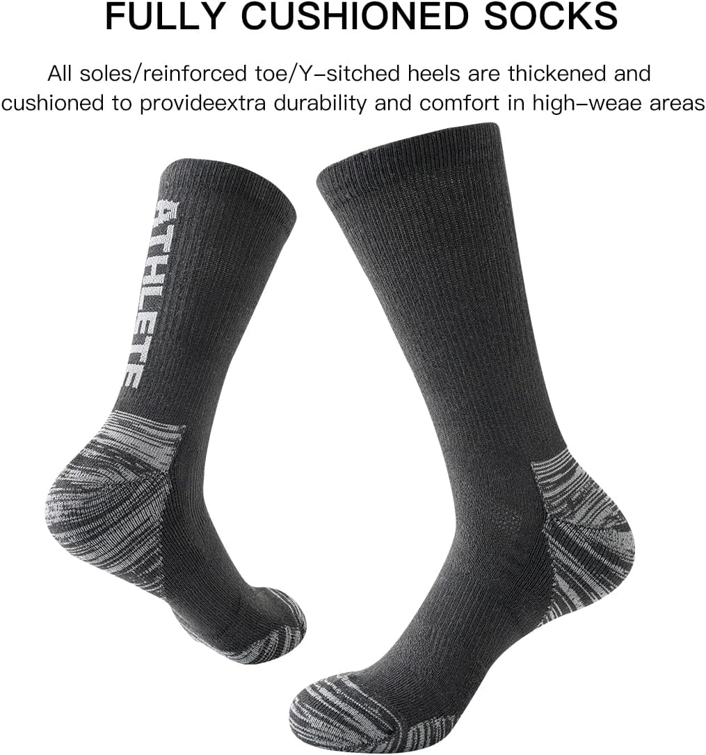 JOYNÉE 6 Pairs Mens Crew Cushion Socks Work Athletic Running Socks Casual Breathable Socks for Men,Sock Size:10-13 - Image 4